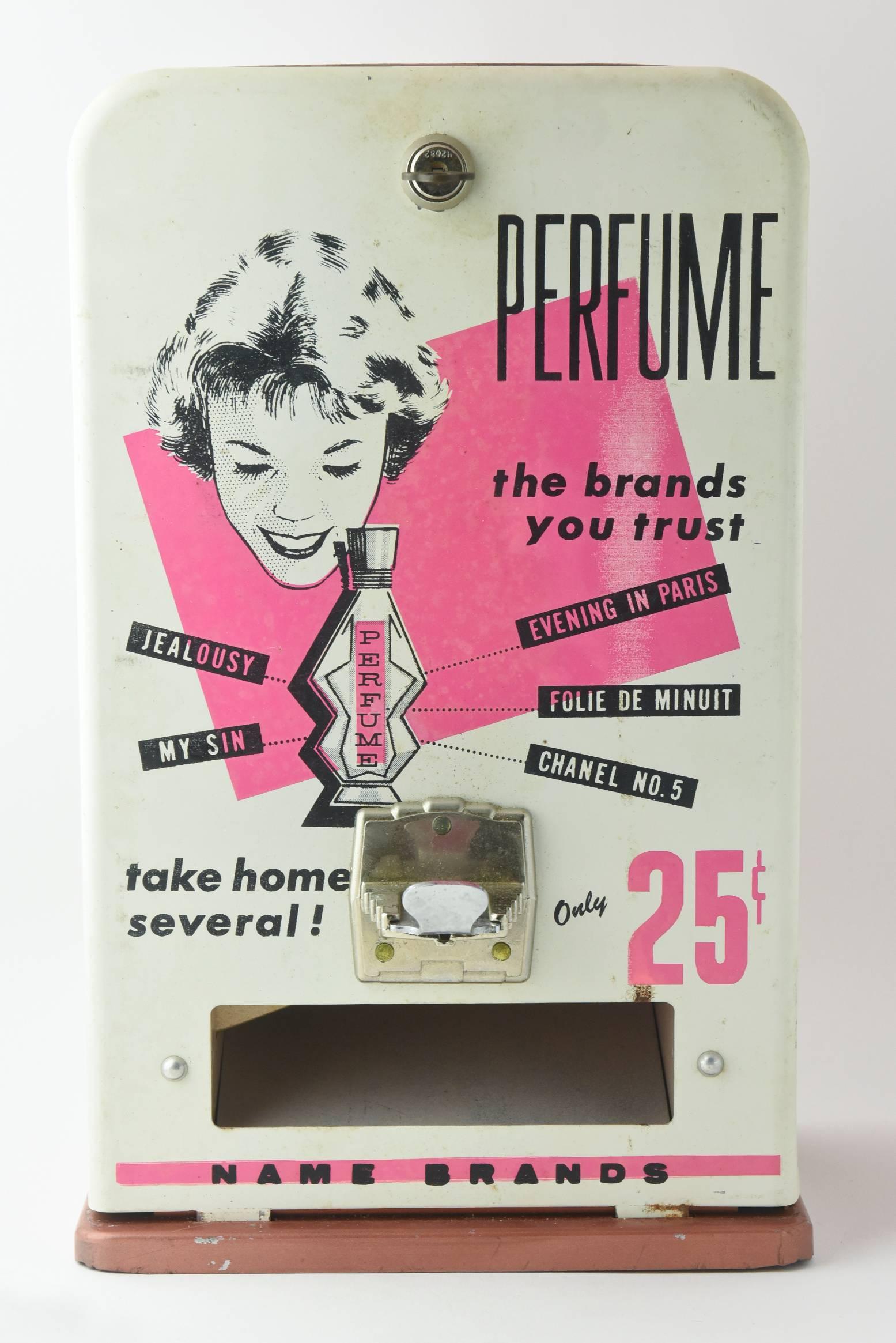 Painted Vintage A. B. T. Co.  Mid-Century 25c Perfume Dispenser Vending Coin-op Machine