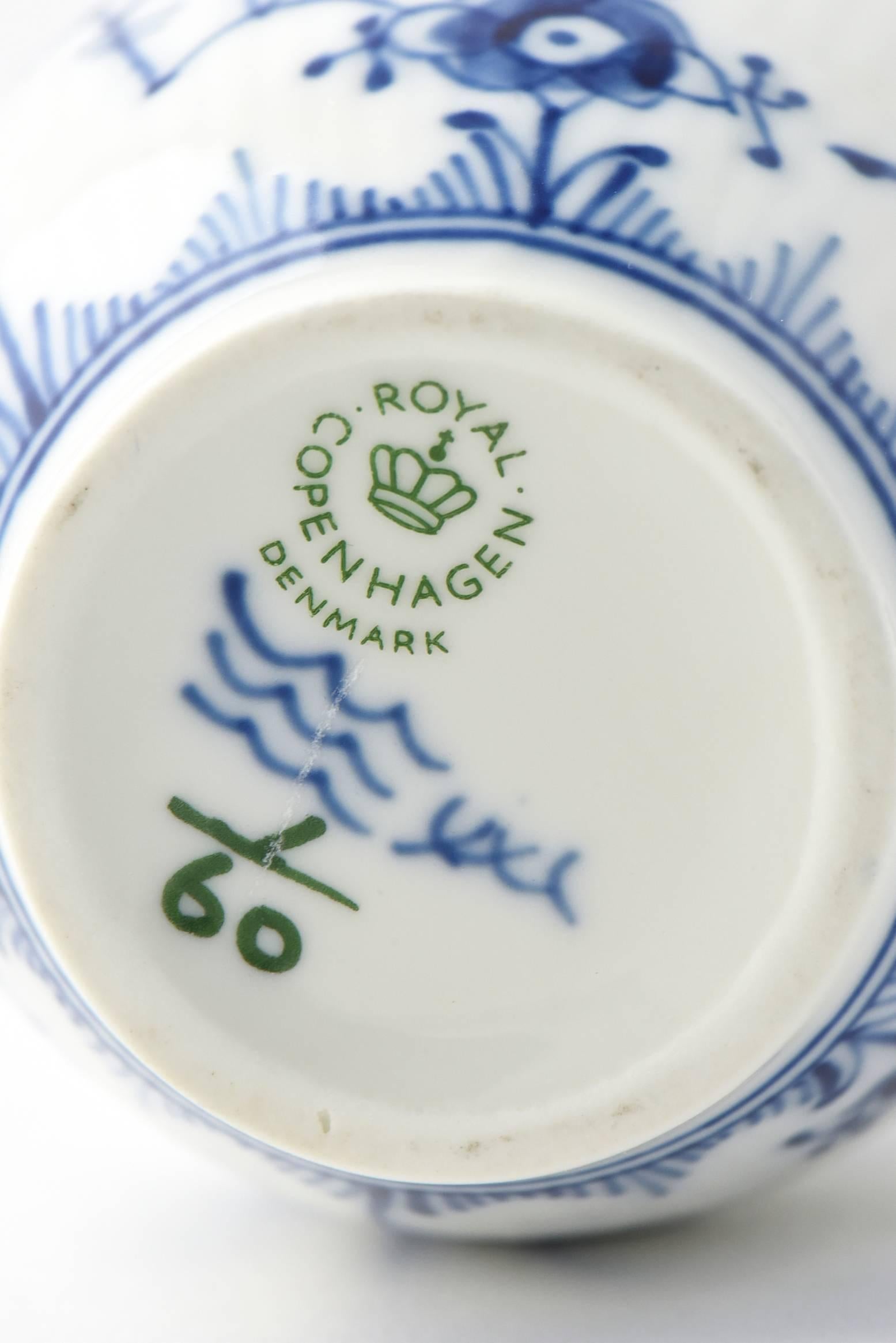 Royal Copenhagen Blue Fluted Pattern Sugar, Creamer and Covered Custard Cup Set 1