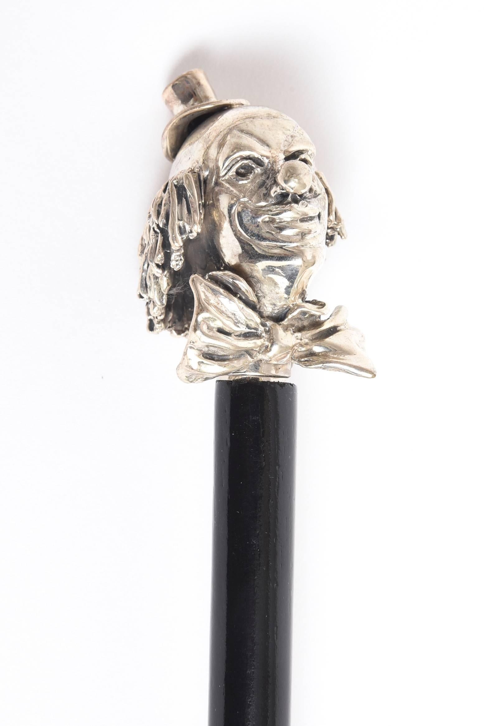 20th Century Sterling Clown Head and Wood Chrome Magnifier