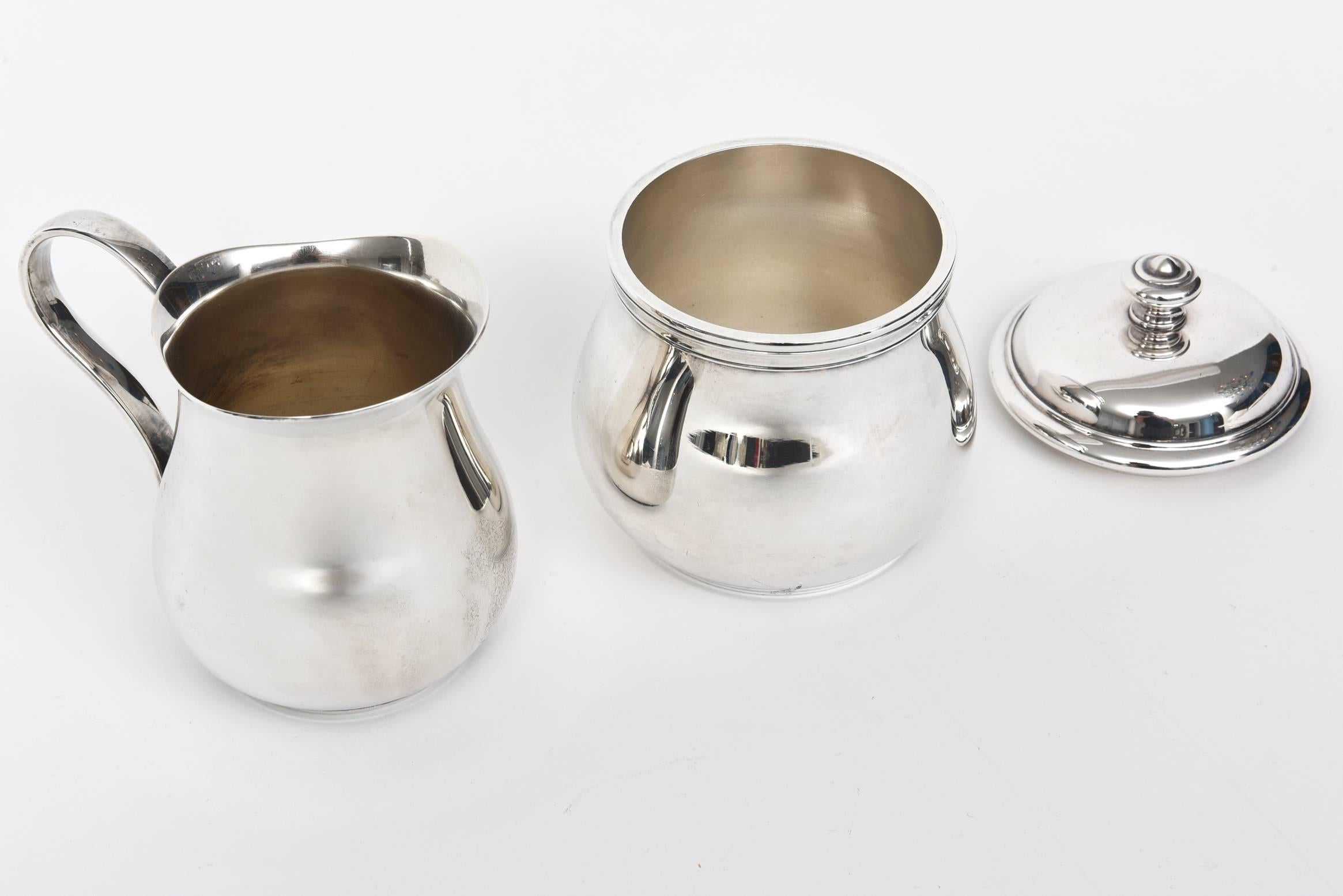 French Christofle Albi Sugar Bowl and Creamer Silver Plated