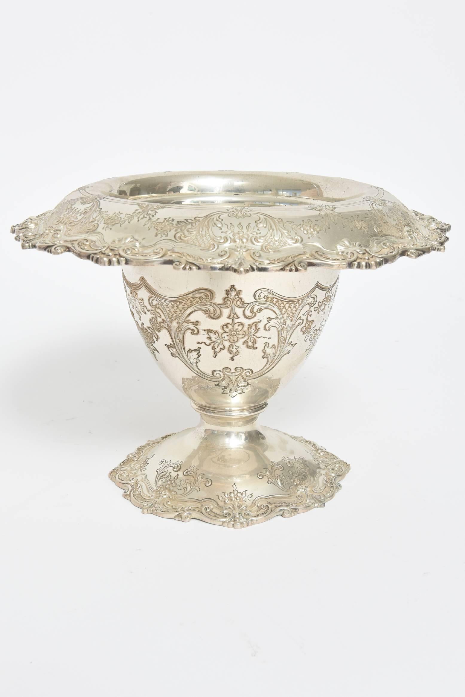 Floral Sterling Silver Champagne Wine Bucket Vase by Graff, Washbourne & Dunn 1