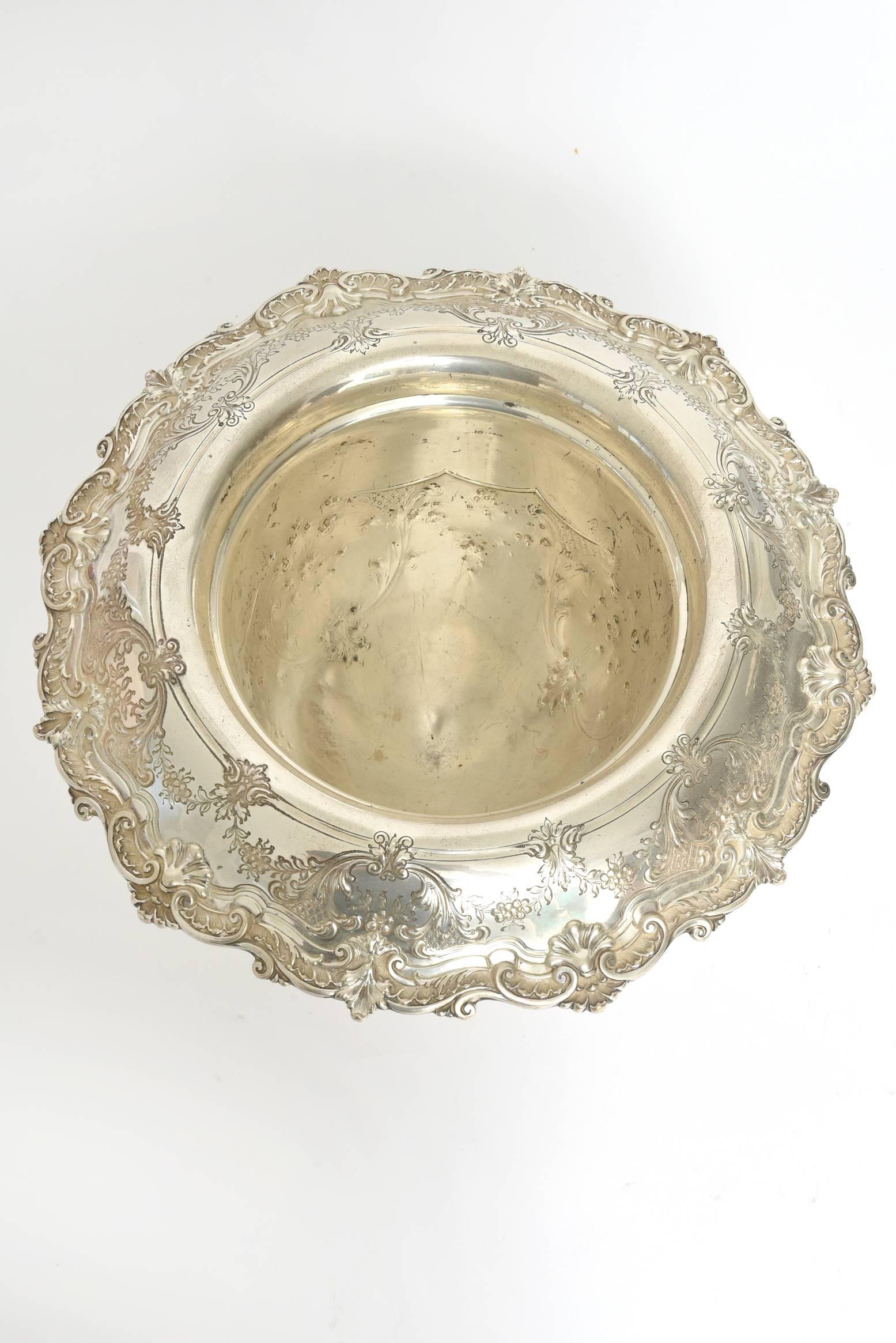 Floral Sterling Silver Champagne Wine Bucket Vase by Graff, Washbourne & Dunn 2