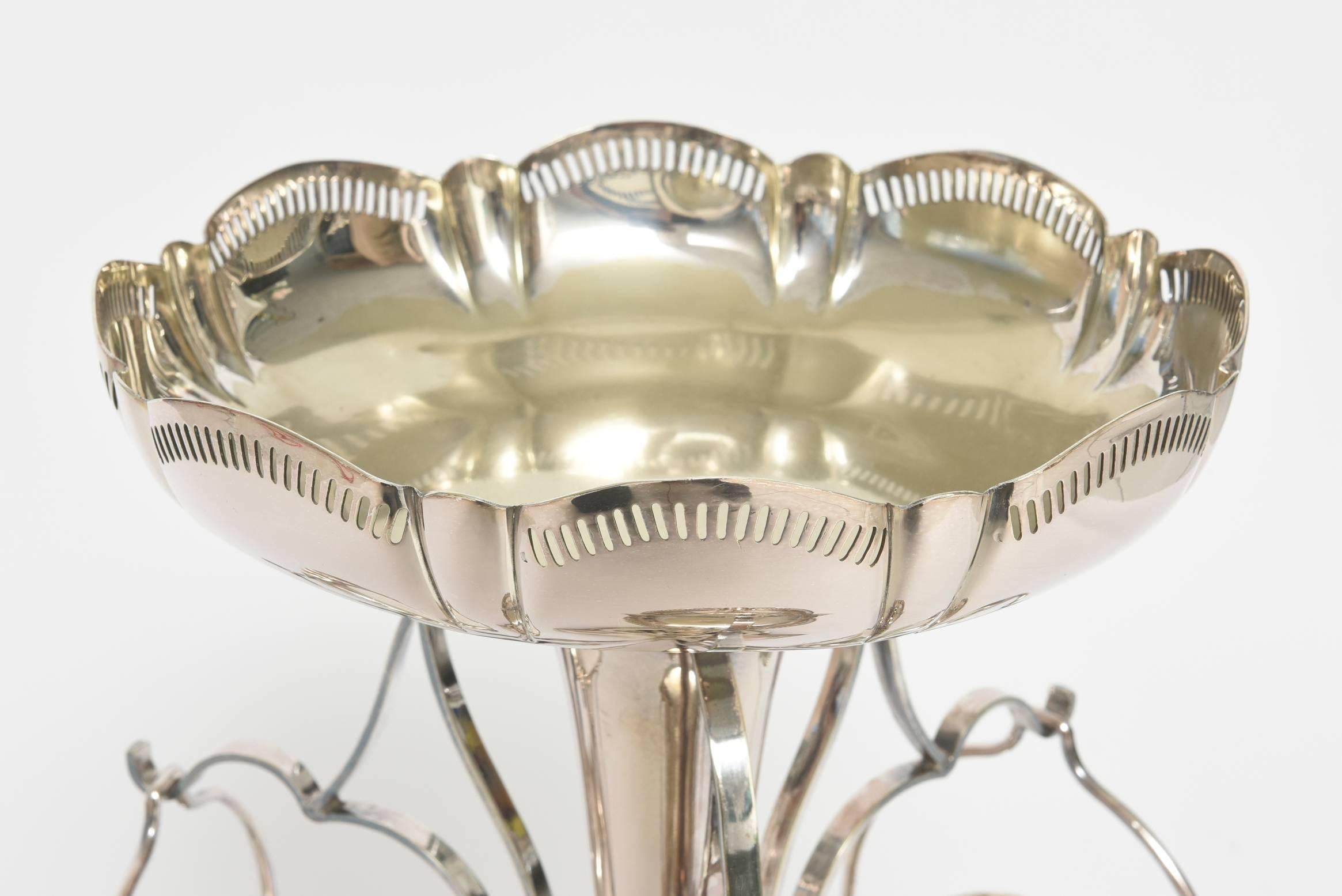 silver plated epergne centerpiece