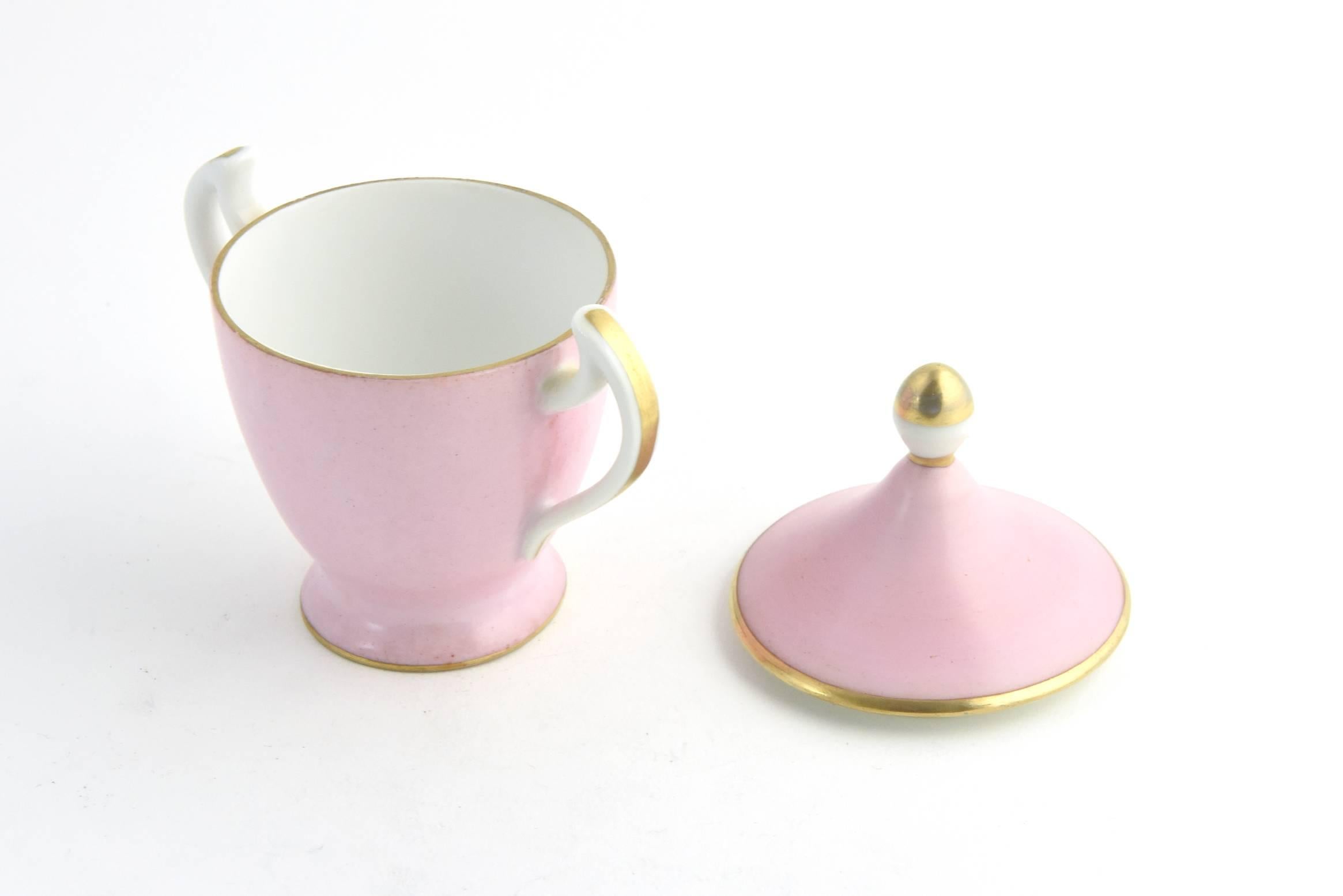 Antique Old Paris Pink and White Pots de Crème Set Cups with Tiered Stand In Good Condition In Miami Beach, FL