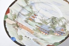 Hand-Painted Japanese Village Scene Compotes, Pair