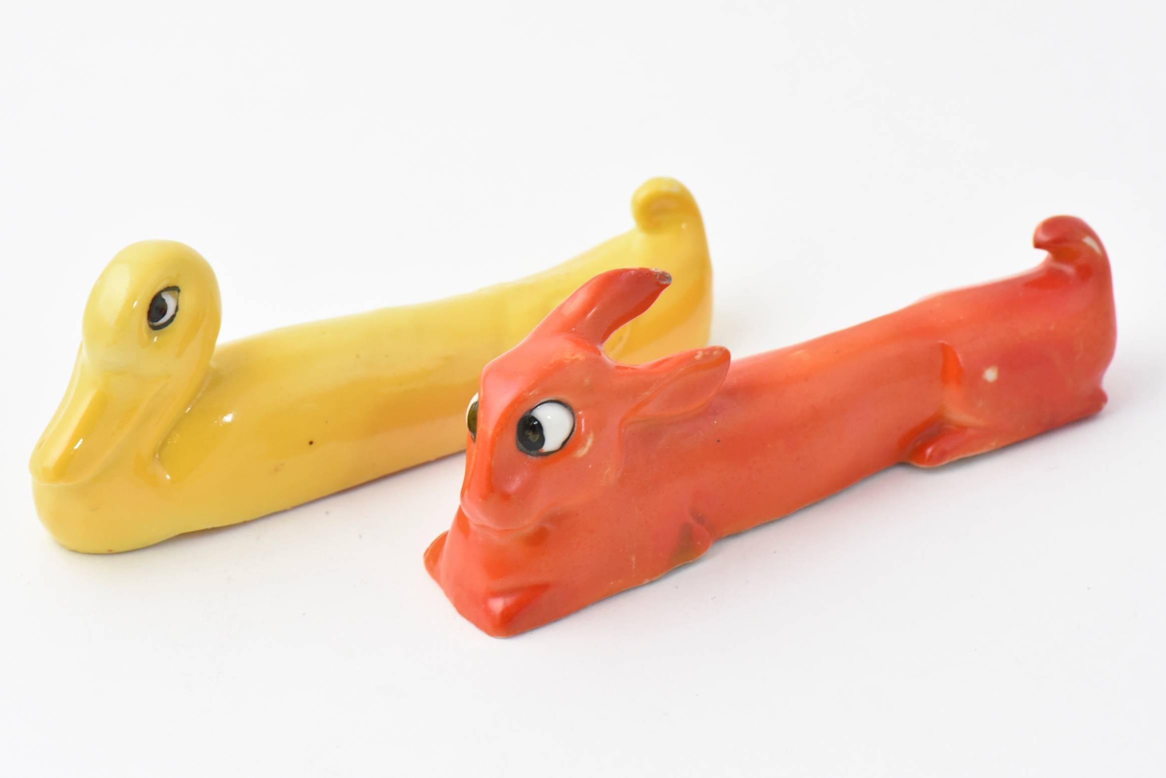 Apoya cuchillos Art Decó Pato y Conejo, set de siete en Bueno estado para la venta en Miami Beach, FL