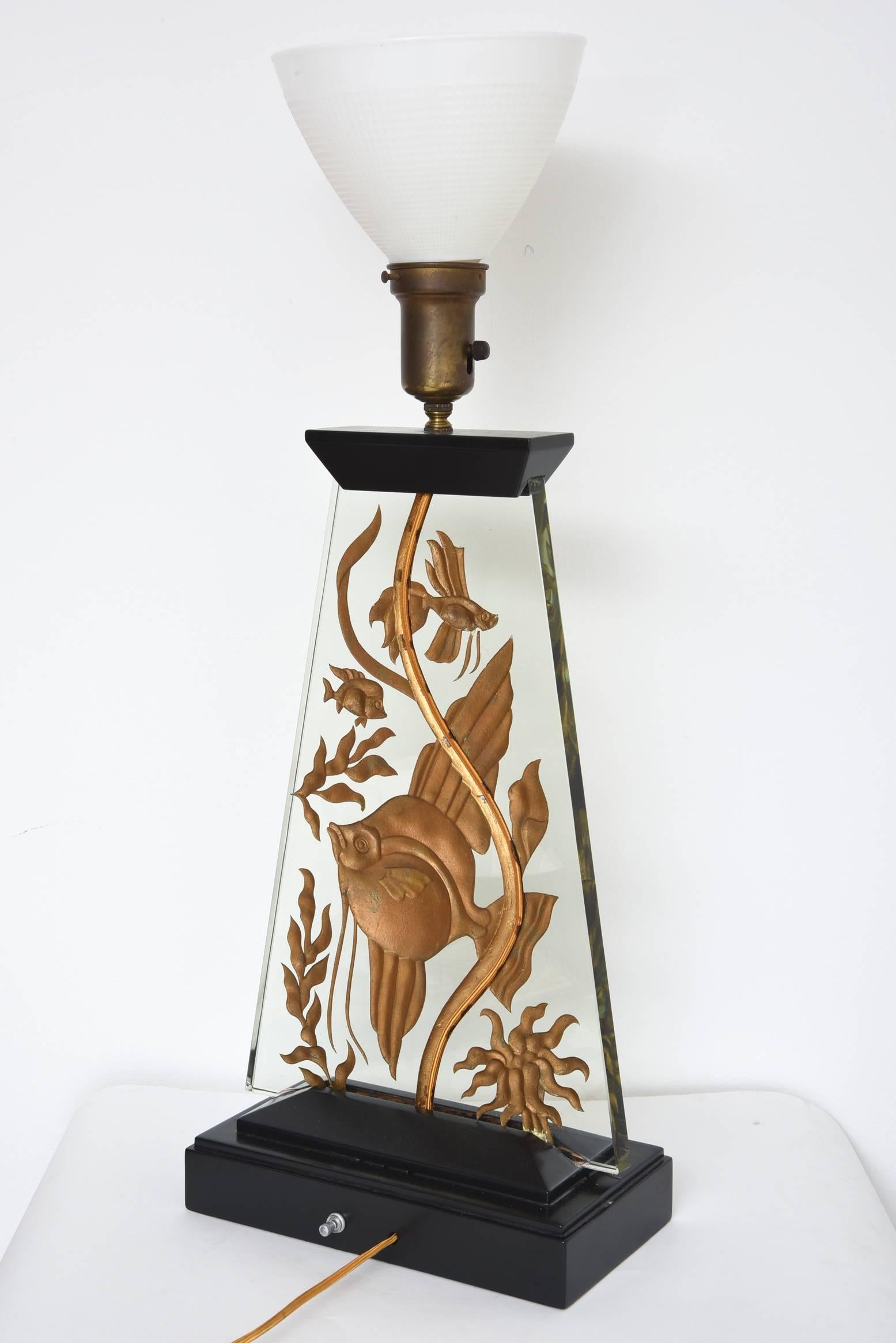 20th Century Art Deco Fish Aquarium Lamp