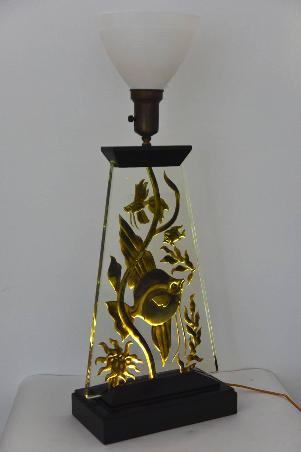 Art Deco Fish Aquarium Lamp For Sale at 1stdibs