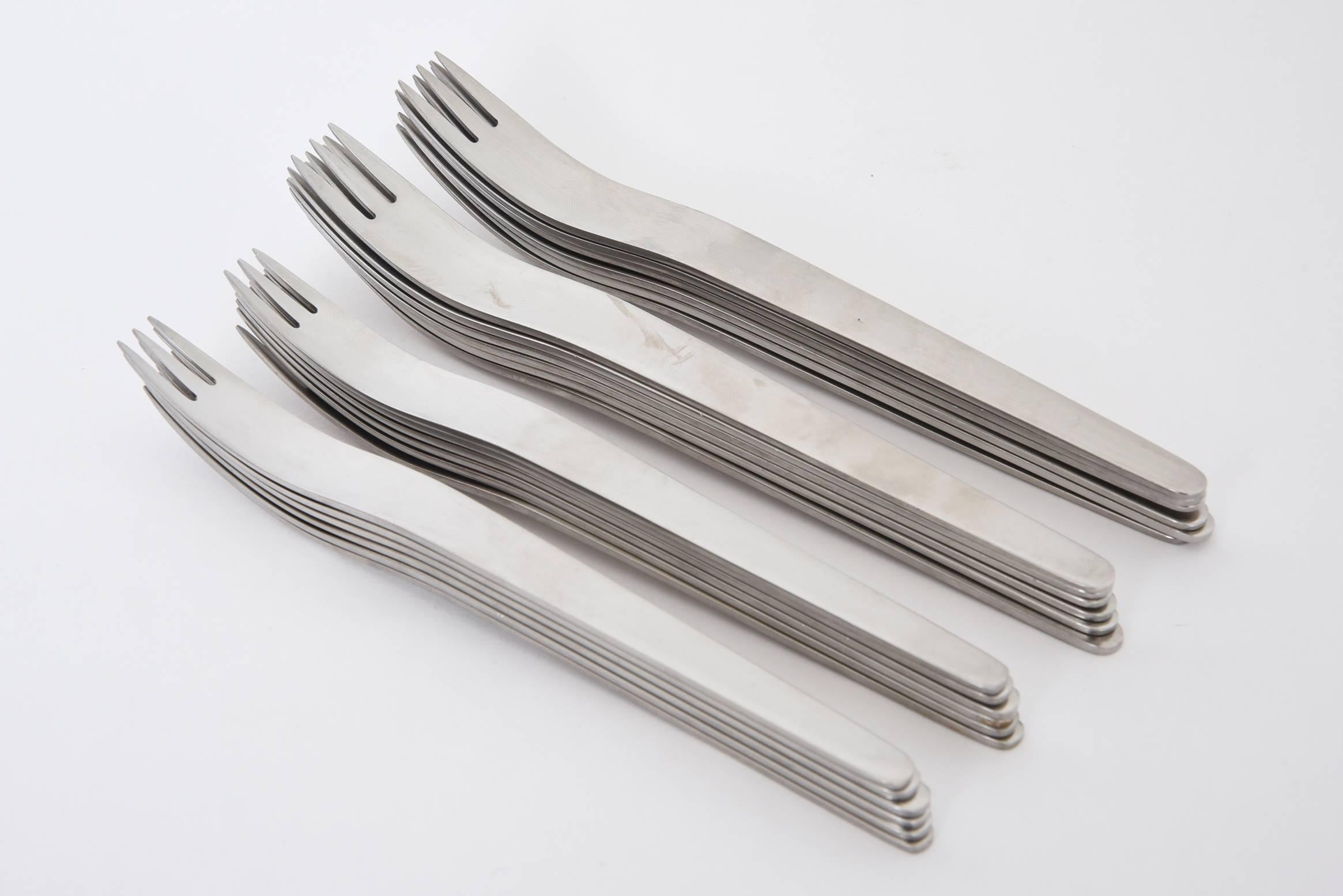 Metalwork Arne Jacobsen by Michelsen Space Age Modernist Stainless Flatware Set 106 Pieces