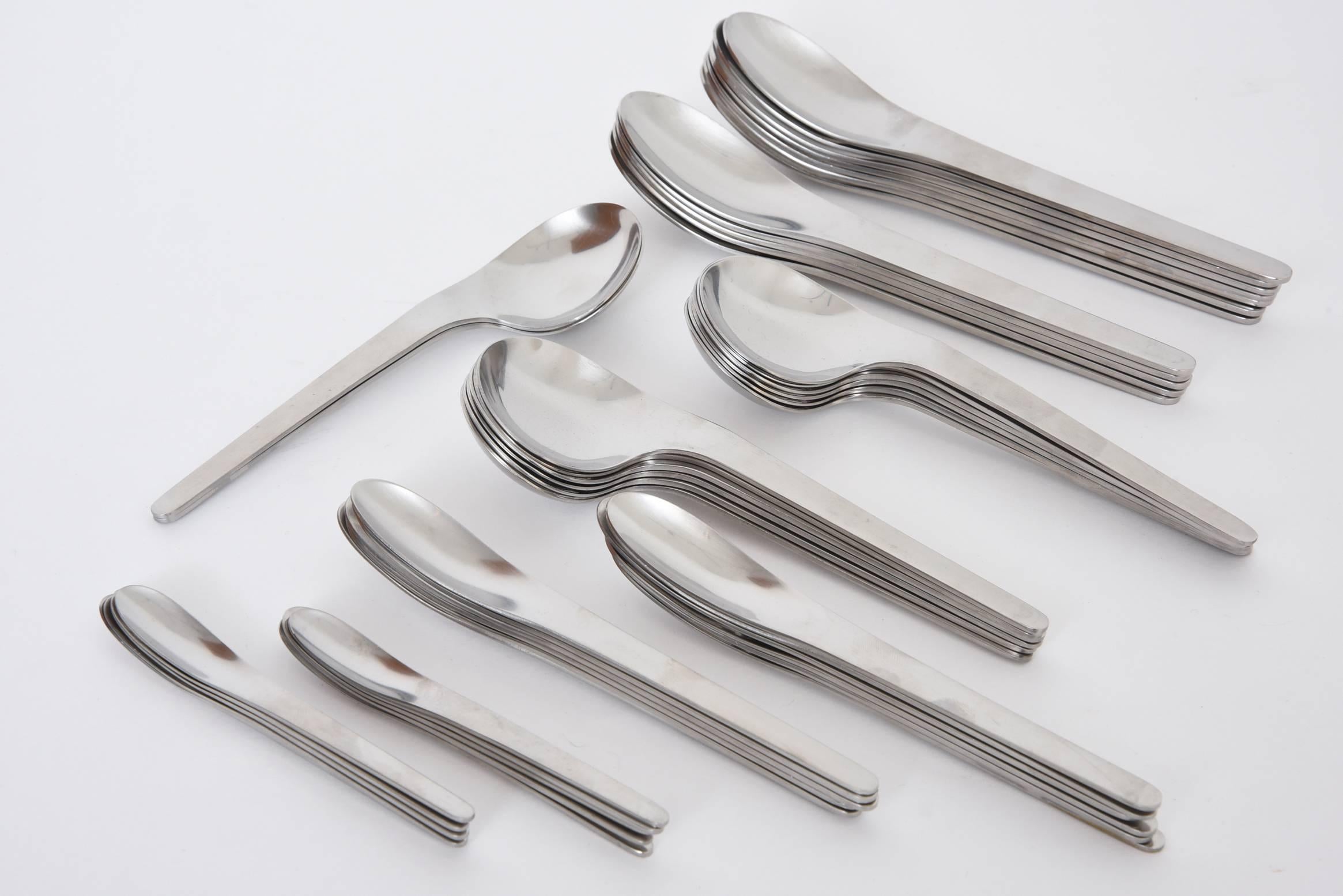 20th Century Arne Jacobsen by Michelsen Space Age Modernist Stainless Flatware Set 106 Pieces