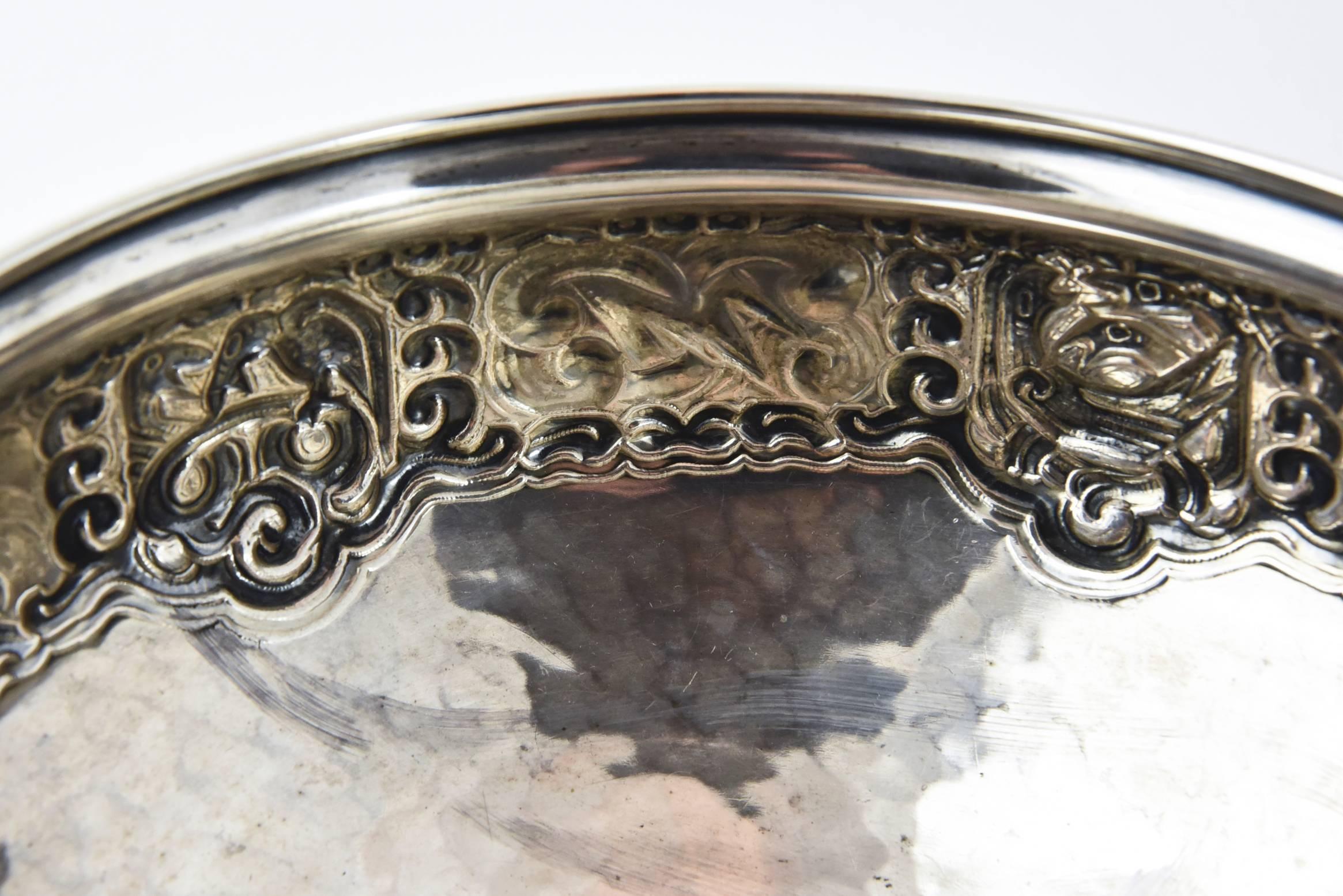 20th Century Ornate Nordic Arts & Crafts Bowl by Oslo Silversmith Thune For Sale