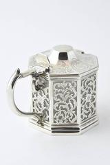 Early Victorian Pierced Sterling Mustard Pot by John Angell and George Angell