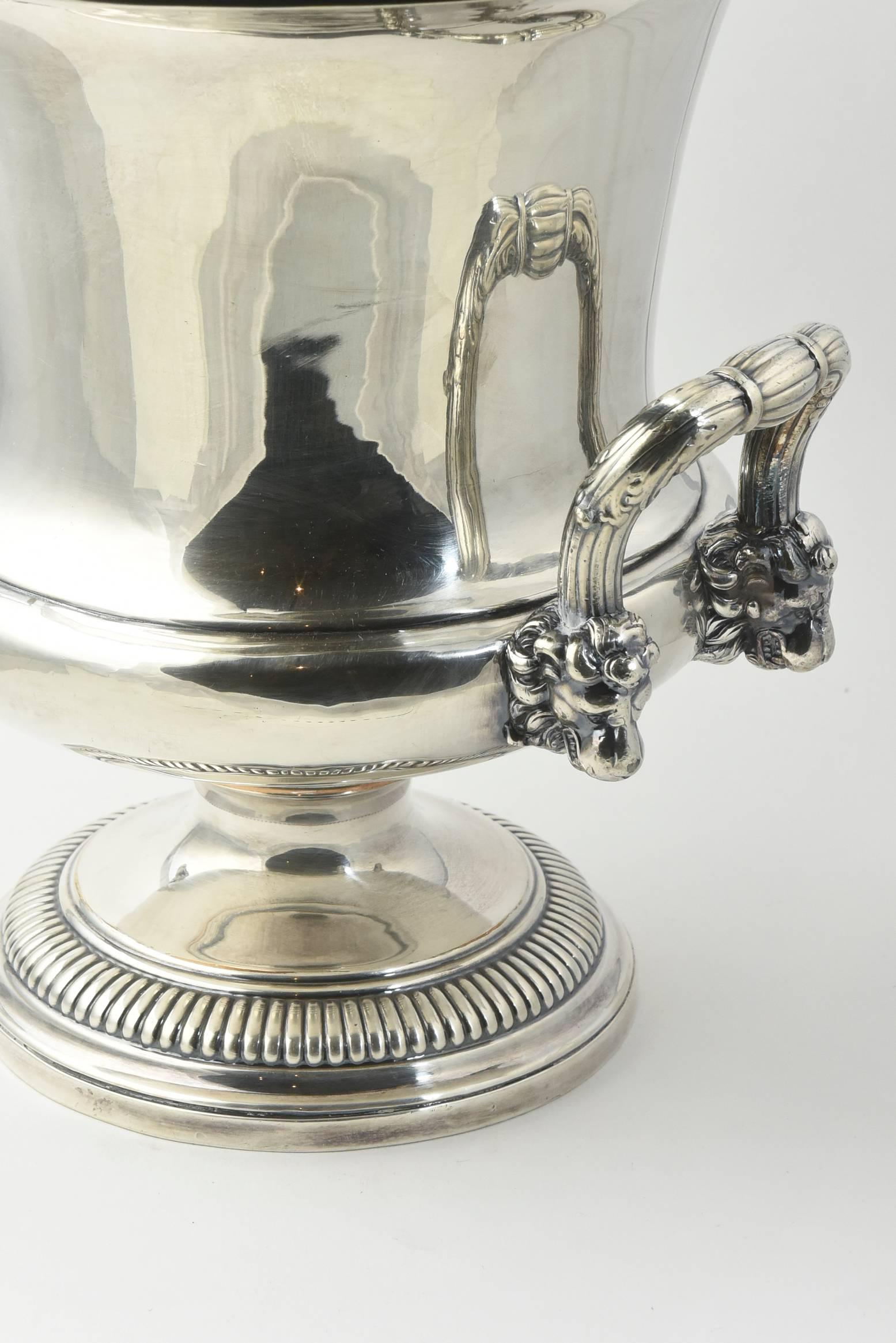 English Antique Sheffield Lion Silver Plate Wine Cooler Ice Bucket or Champagne Bucket