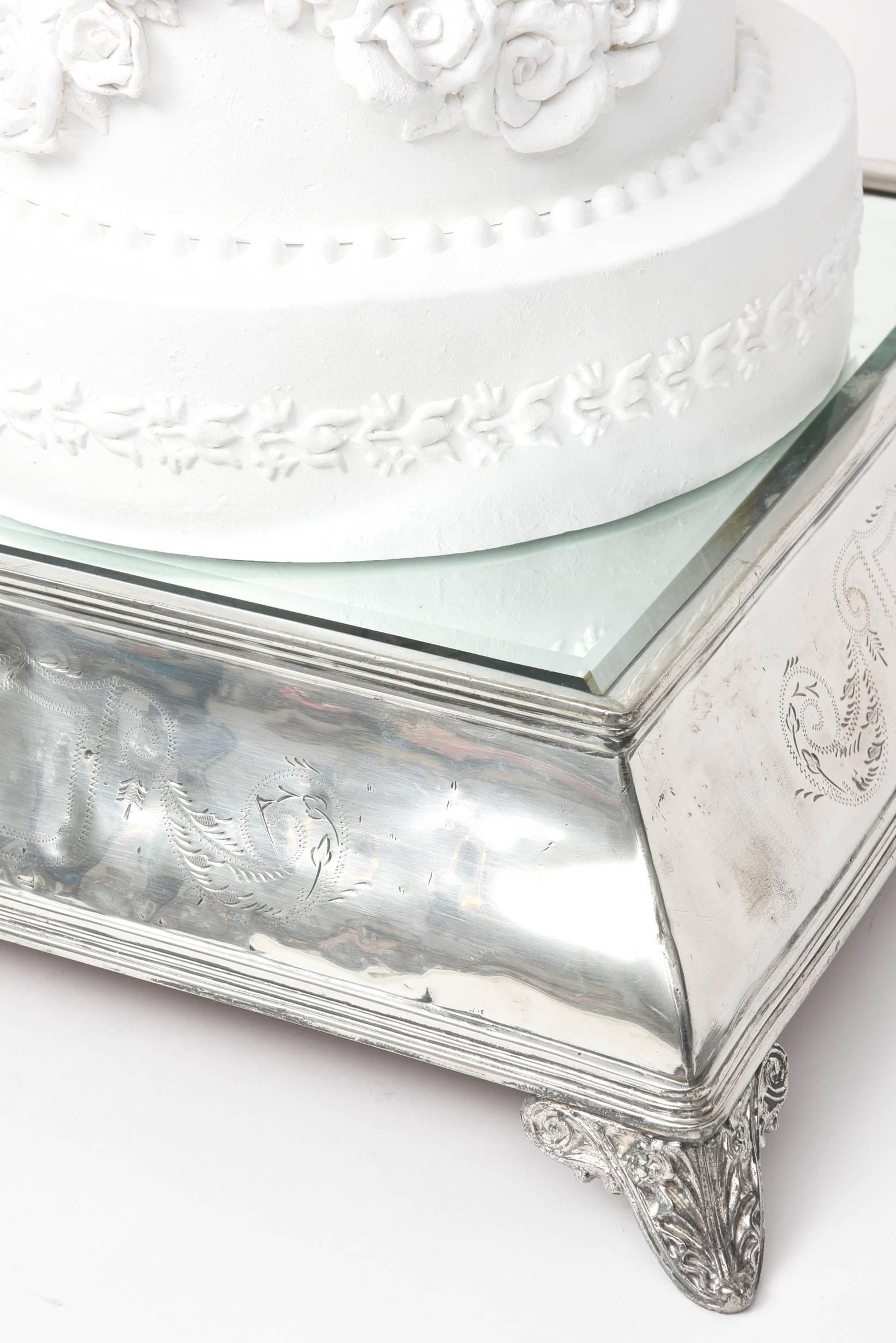 Metalwork Antique Victorian Silver Plate Wedding Cake Stand Plateau Centerpiece