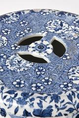 Antique 19th Century Minton Blue and White Basket Weave Garden Seat Stool