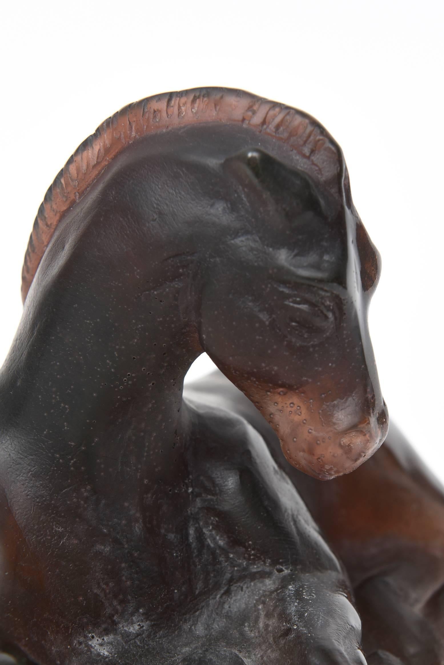 French Daum Crystal Limited Edition Pate De Verre Horse by Hinsberger