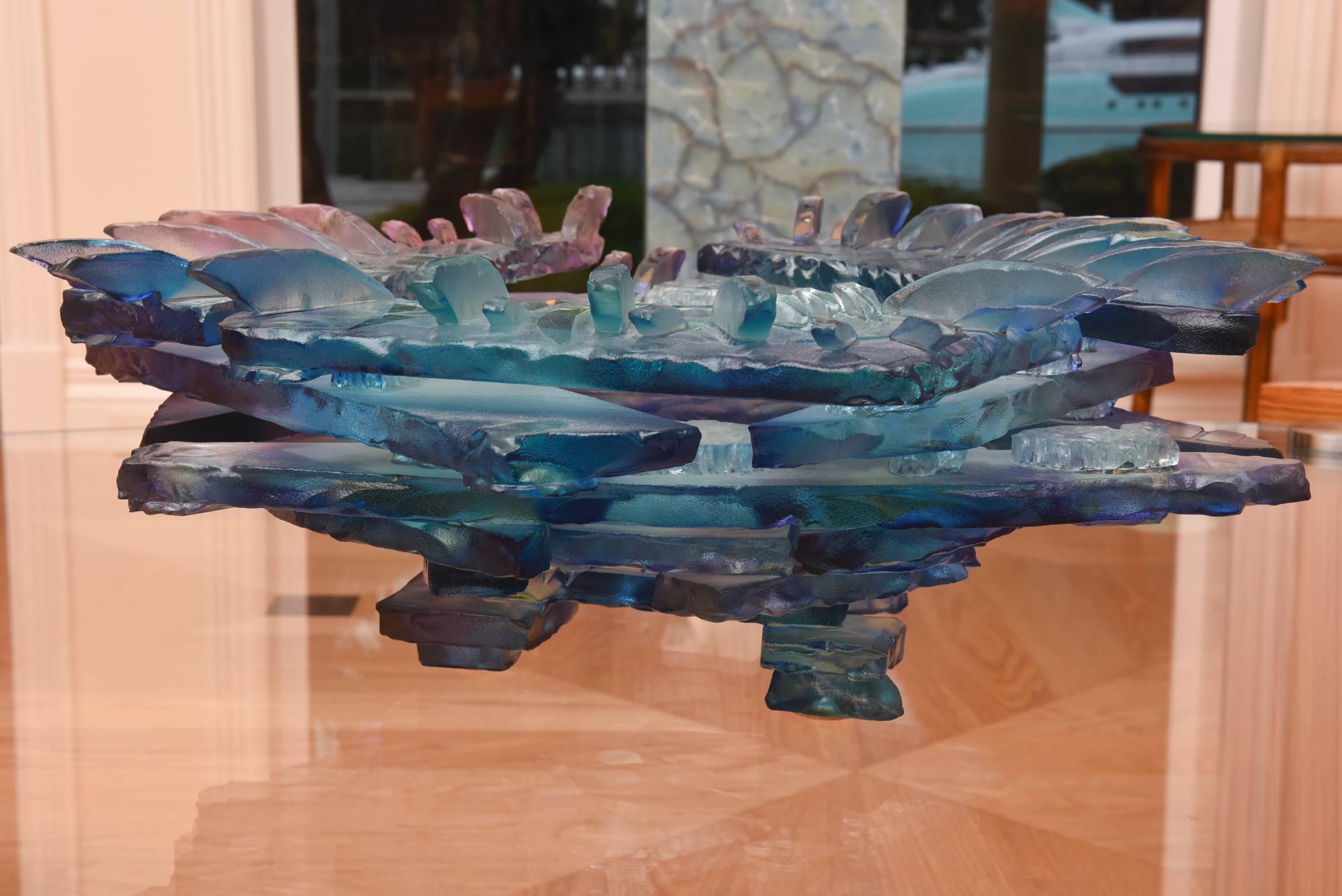 American Susan Pelish Abstract Art Glass Bowl Sculpture