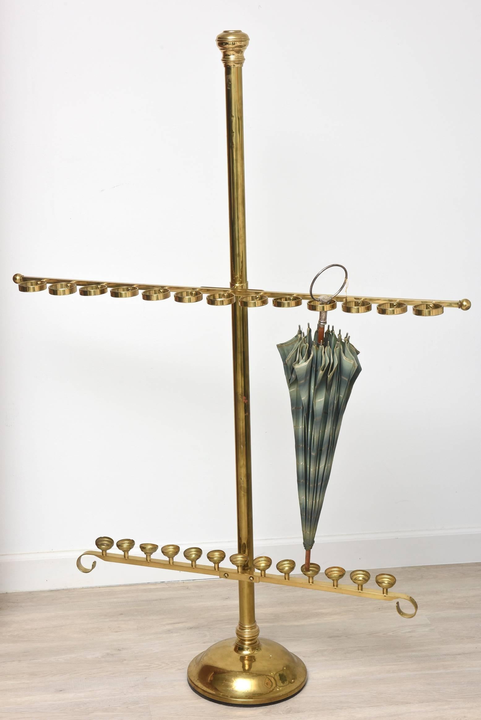 Large Custom-Made Brass Cane and Umbrella Stand For Sale 1