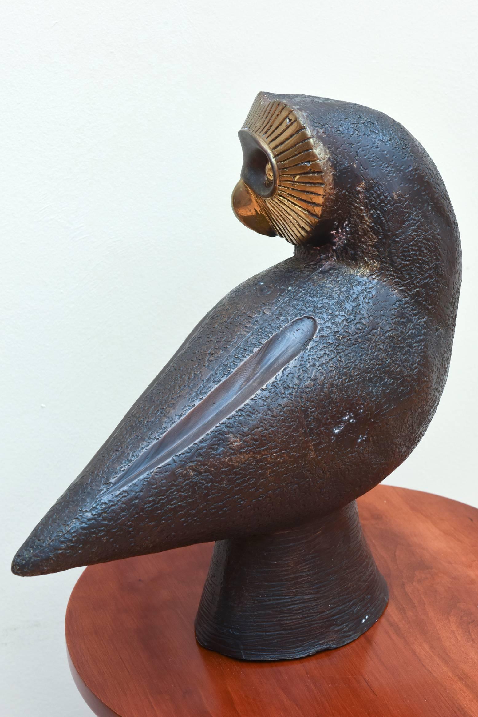 Metalwork Mid-Century Modern Large Bronze Owl