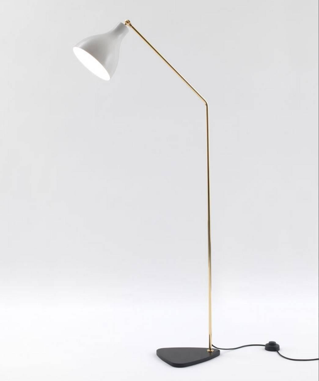 Aluminum White Lady V Brass Floor Lamp by Lorenza Bozzoli For Sale