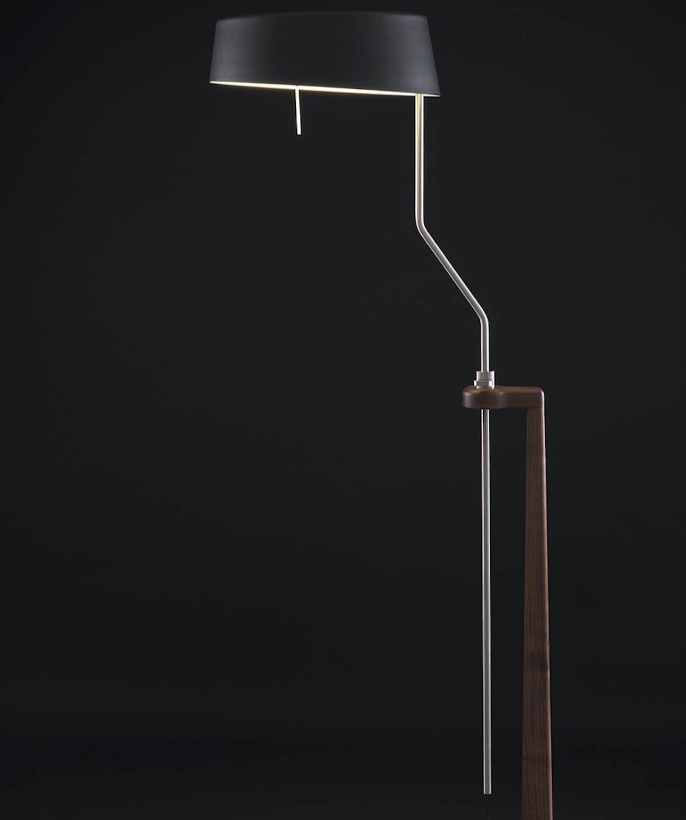 Italian Ottavia Adjustable Oak Floor Lamp, Tato Italia For Sale