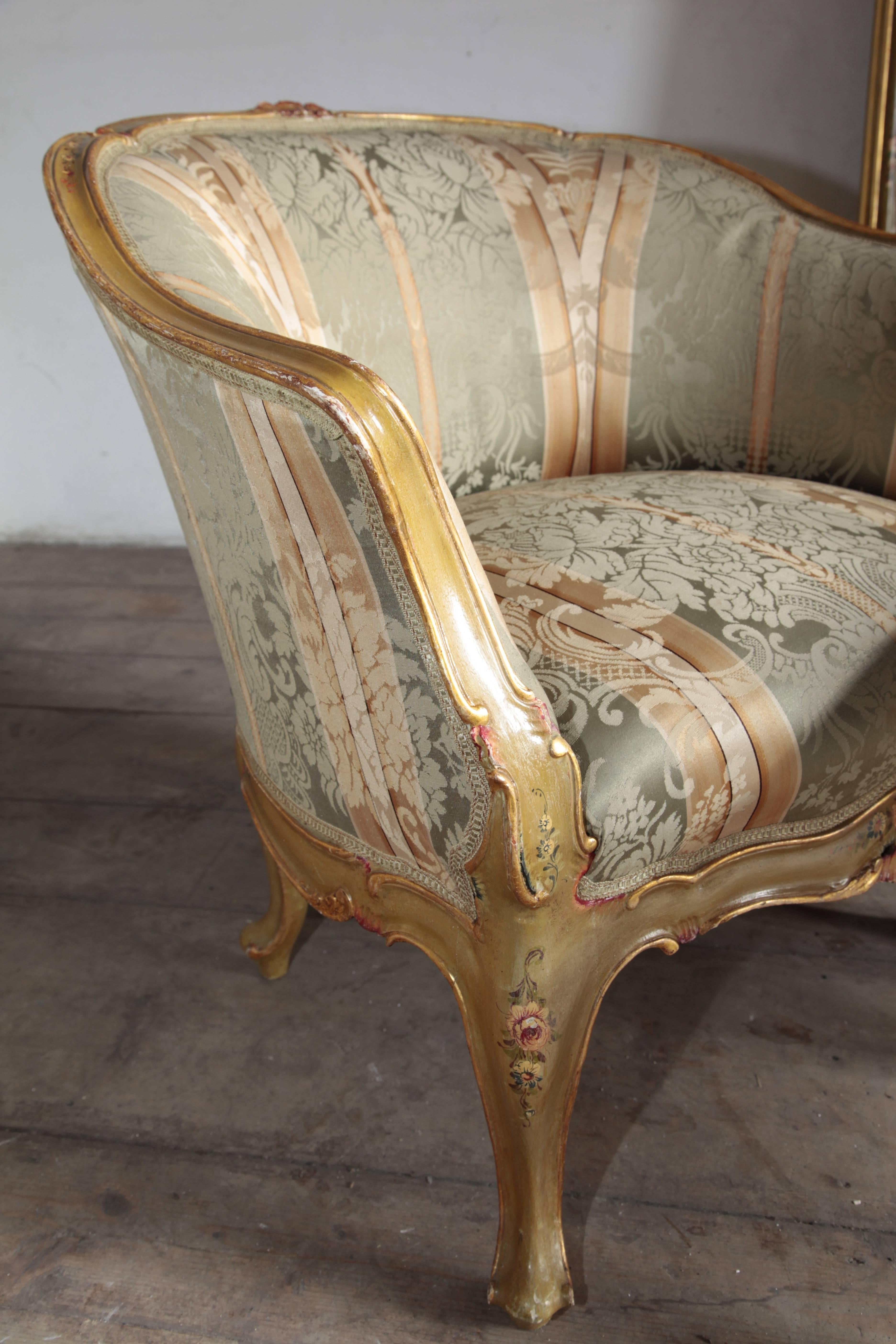 Rococo Four 1920s Venetian Armchairs and Coffee Table For Sale
