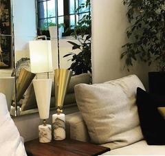 Italian Marble Vox Table Lamp with white or black shade, Large