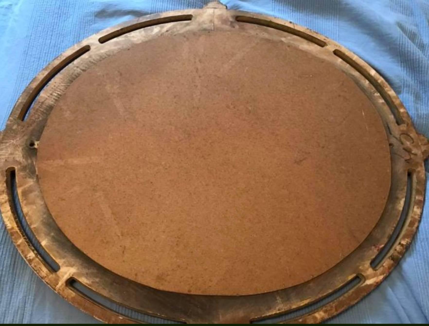 20th Century Beautiful Gold-Colored Oval Wood Mirror, Italy For Sale