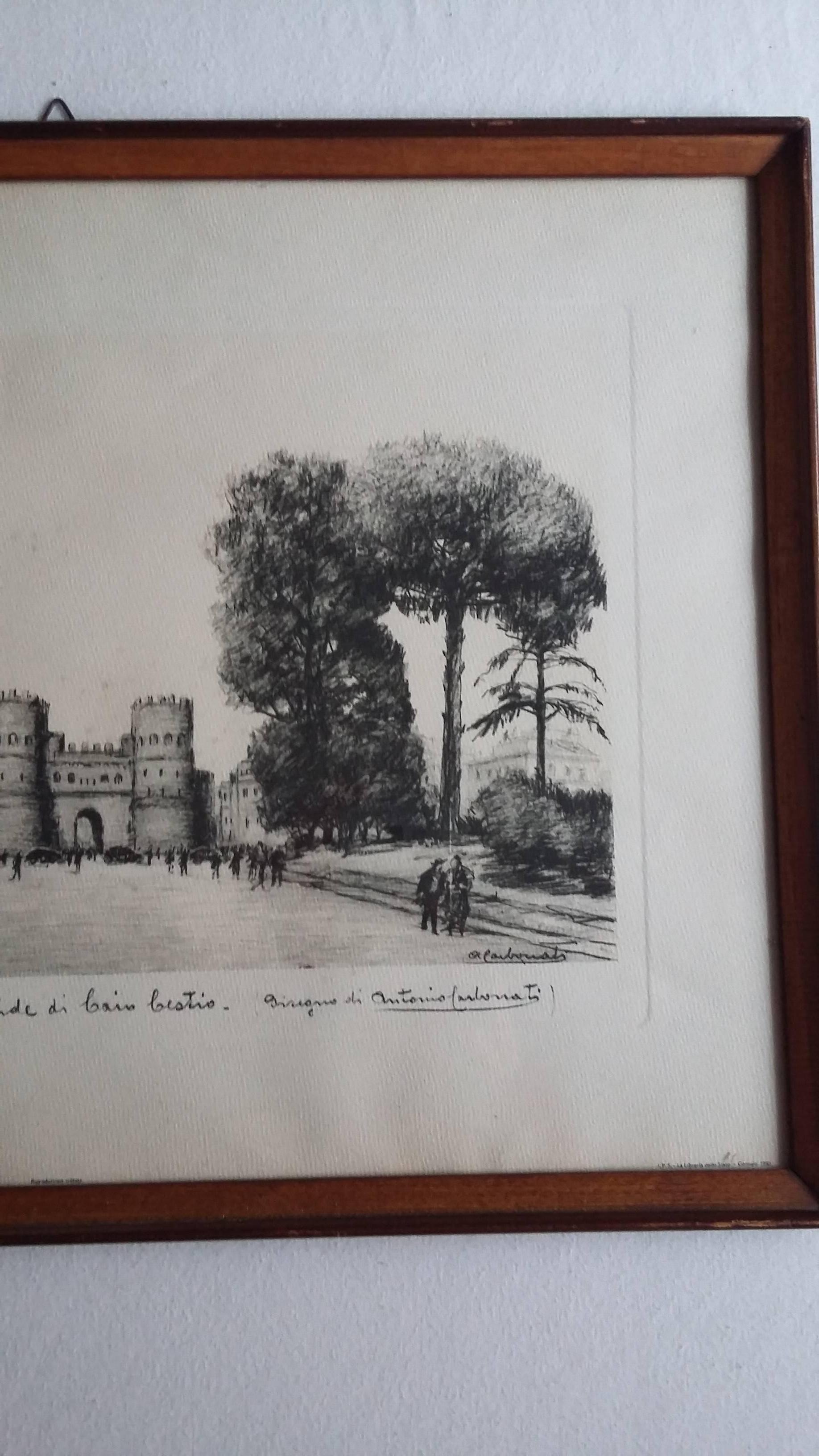 Etching Depicting Piramyd, Rome, During the Post-War Period, 1950s In Good Condition For Sale In Munich, Bavaria