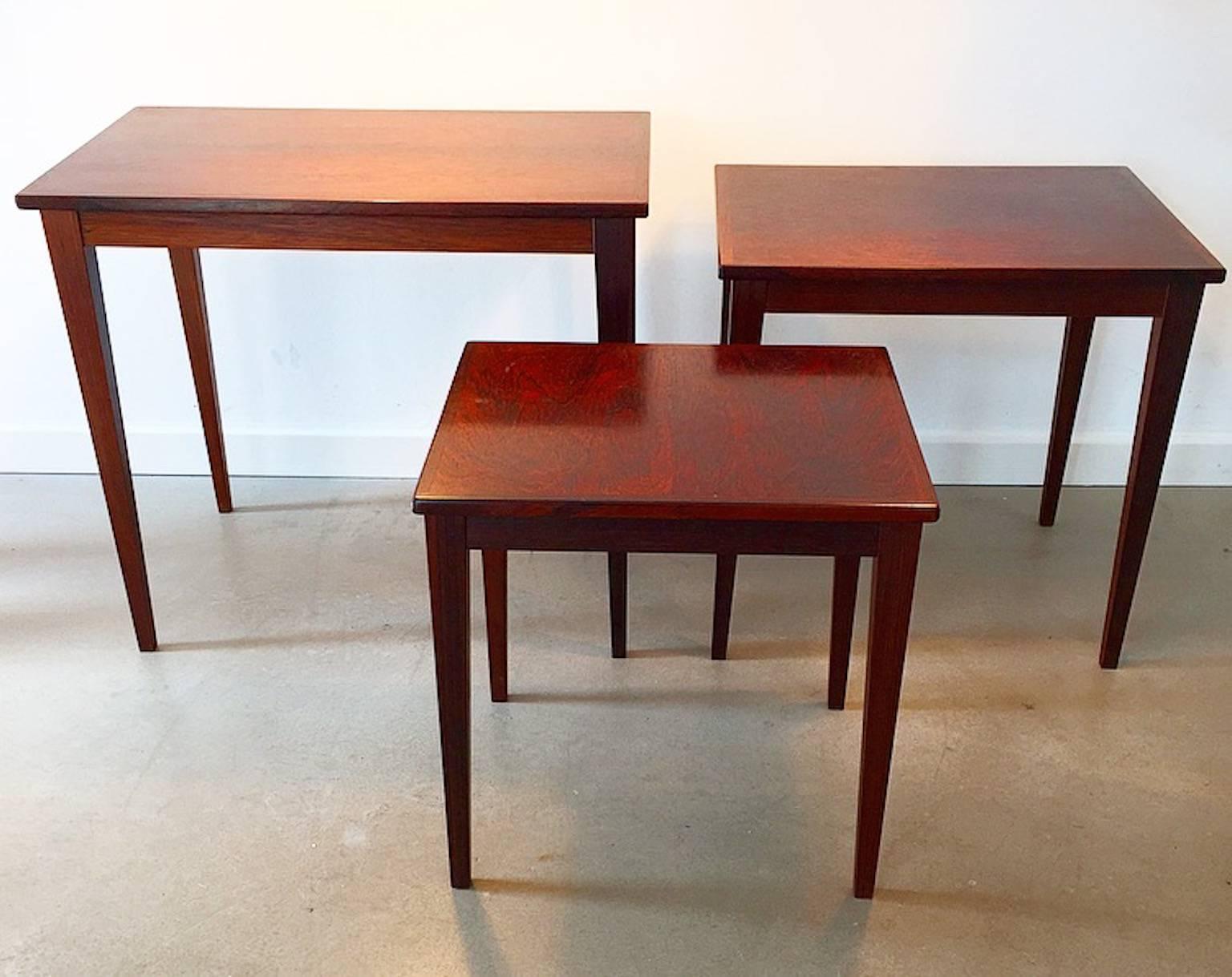 Danish Mid-Century Rosewood Nesting Tables Attributed to Severin Hansen In Excellent Condition In Haderslev, DK