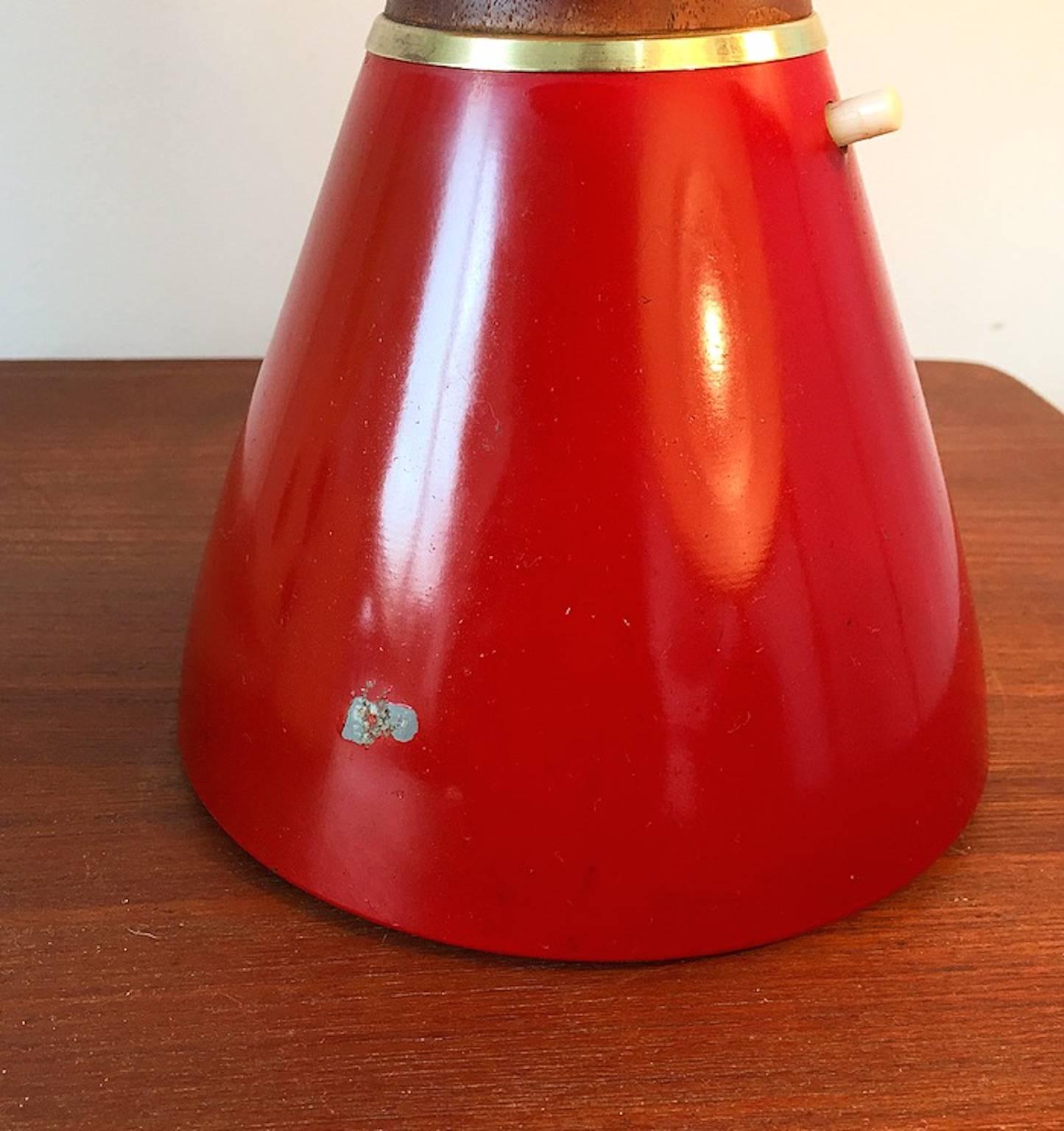 Mid-20th Century Extremely Rare Danish Holm Sorensen Teak, Metal and Opalic Glass Table Lamp