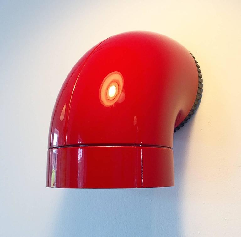 Danish Midcentury Red Wall Sconce Pipeline by Ole Pless for Nordisk
