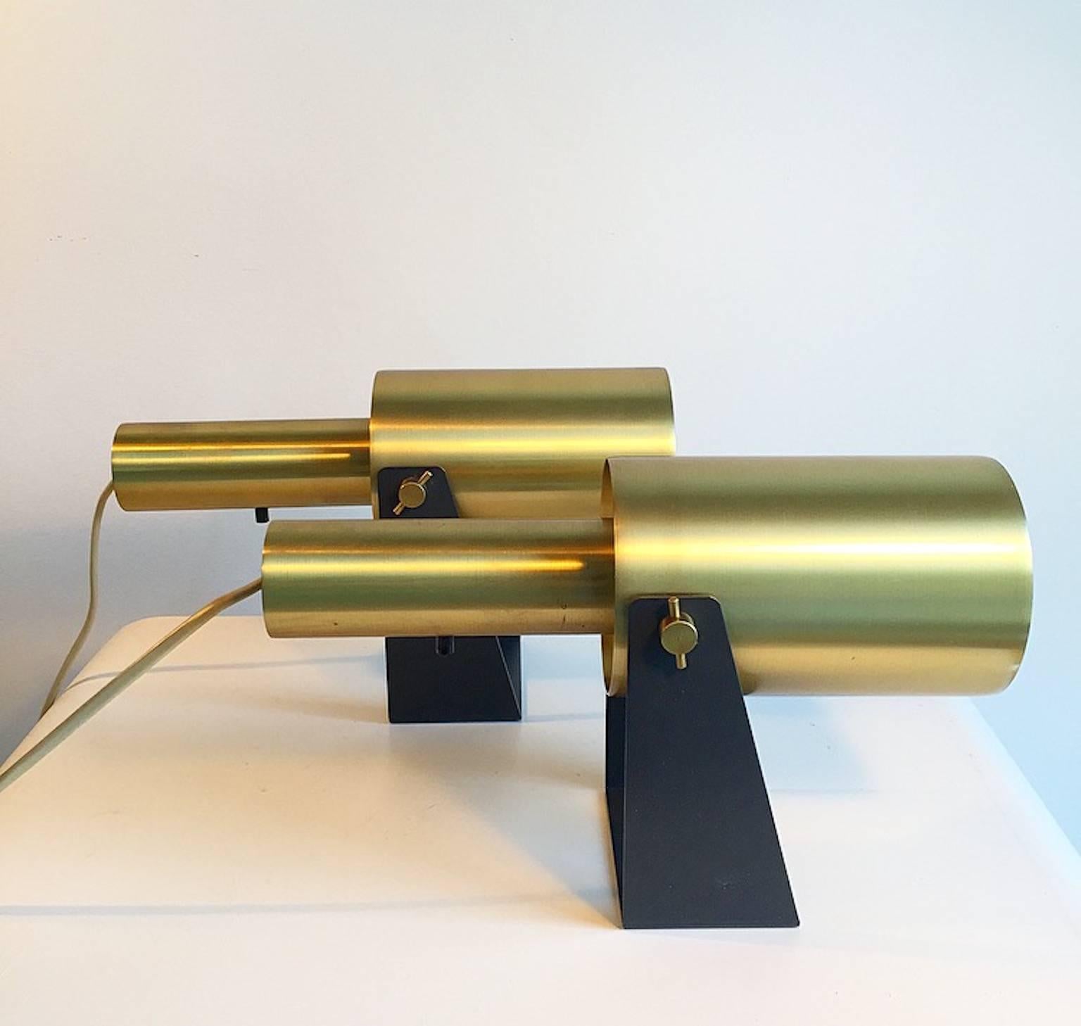 Pair of Danish Brass Sonnet Wall Sconce by Hans Per Jeppesen for Fog & Mørup In Excellent Condition In Haderslev, DK
