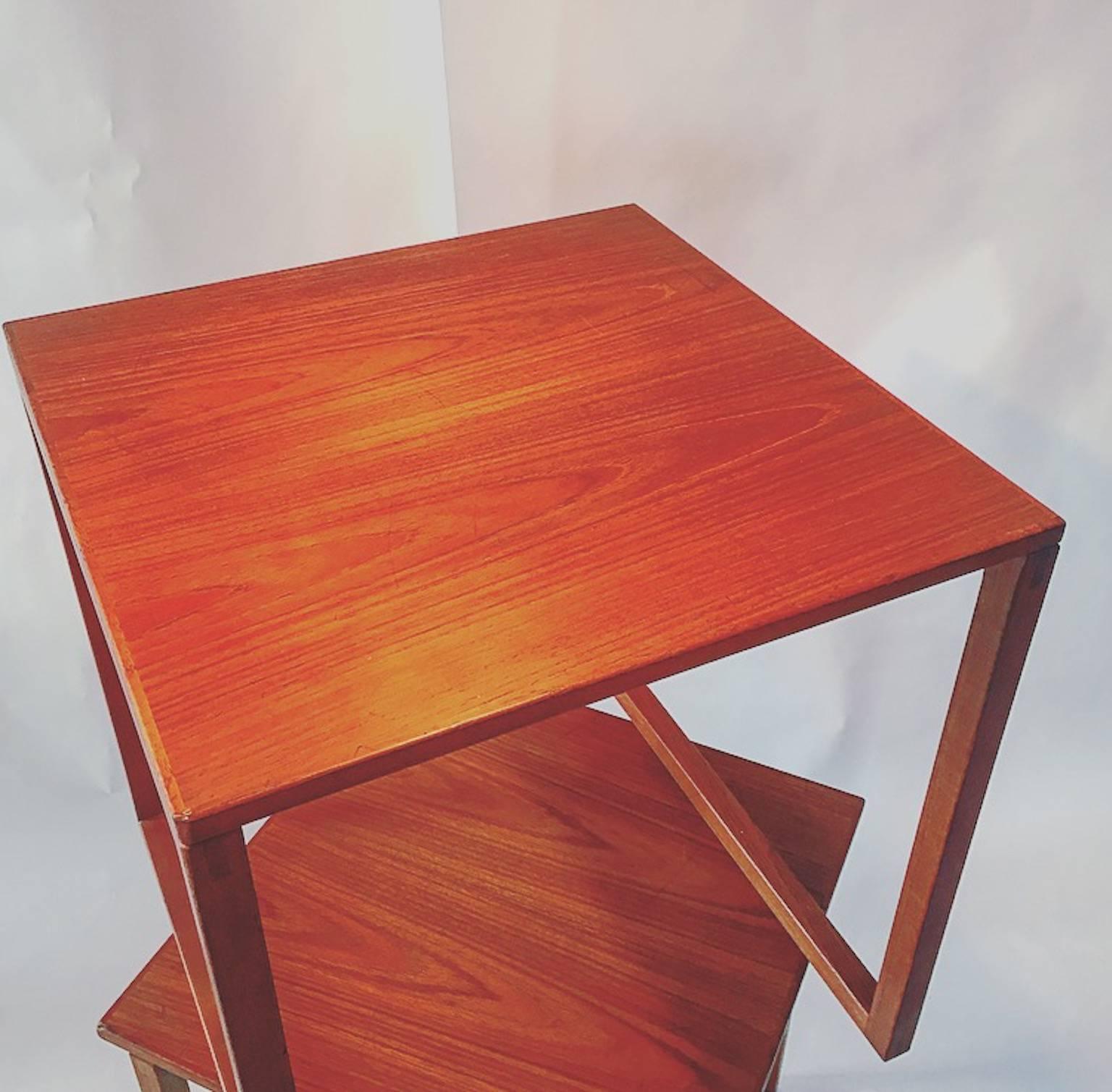 Mid-Century Modern Beautiful Danish Set of Cube Teak Nesting Tables by Kai Kristiansen for VM