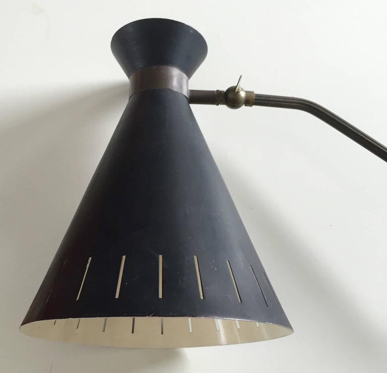 Mid-Century Stilnovo Brass and Black Metal Wall Lamp Attributed to Holm S?rensen For Sale at 1stdibs