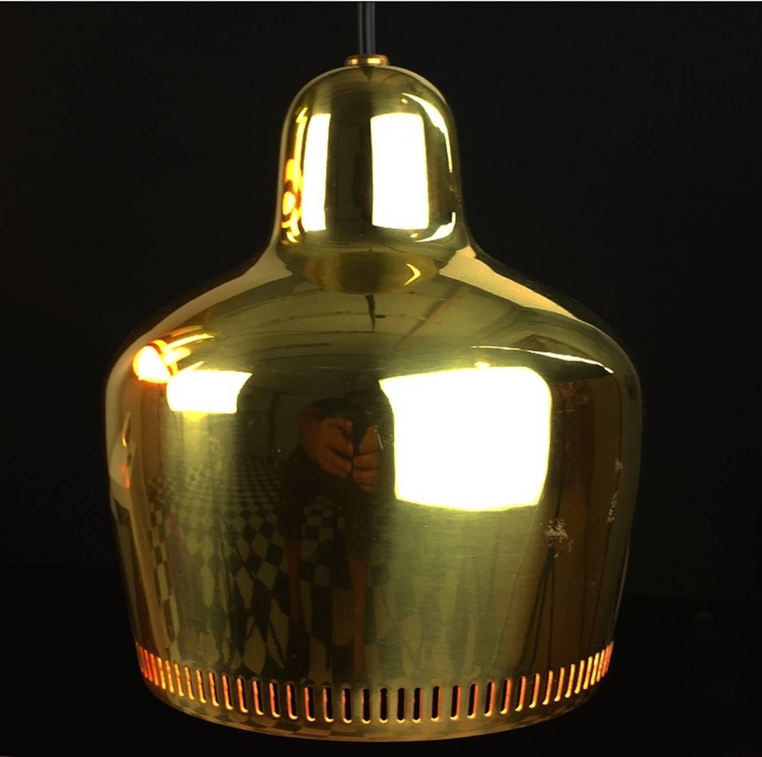 Finnish Golden Bell Pendant by Alvar Aalto for Artek