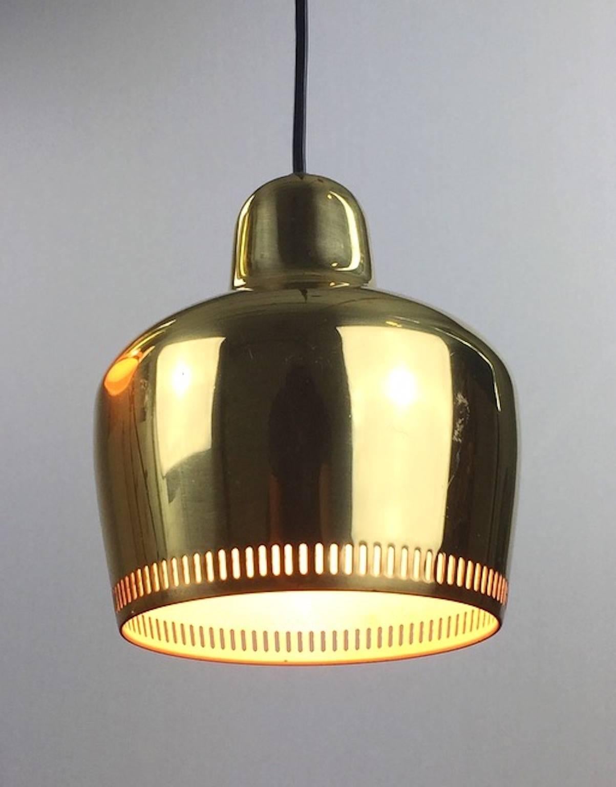 Scandinavian Modern Golden Bell Pendant by Alvar Aalto for Artek