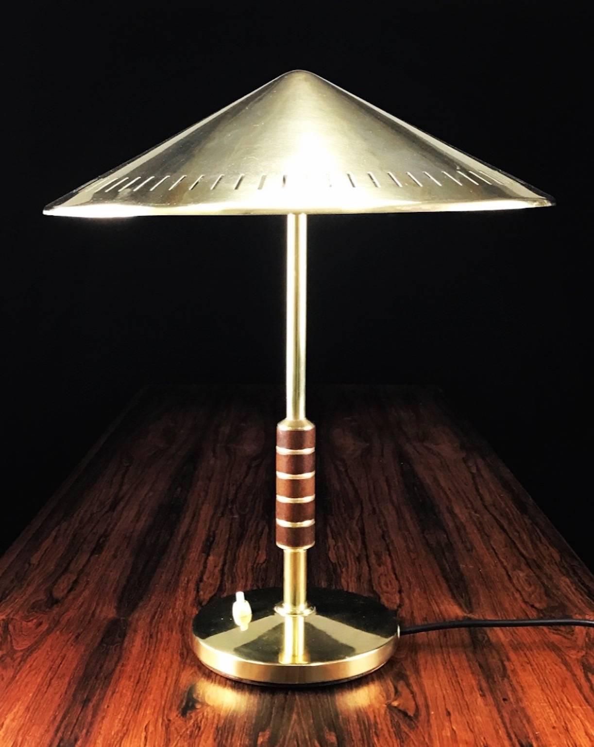 Scandinavian Modern Brass Table Lamp from Danish LYFA 1956