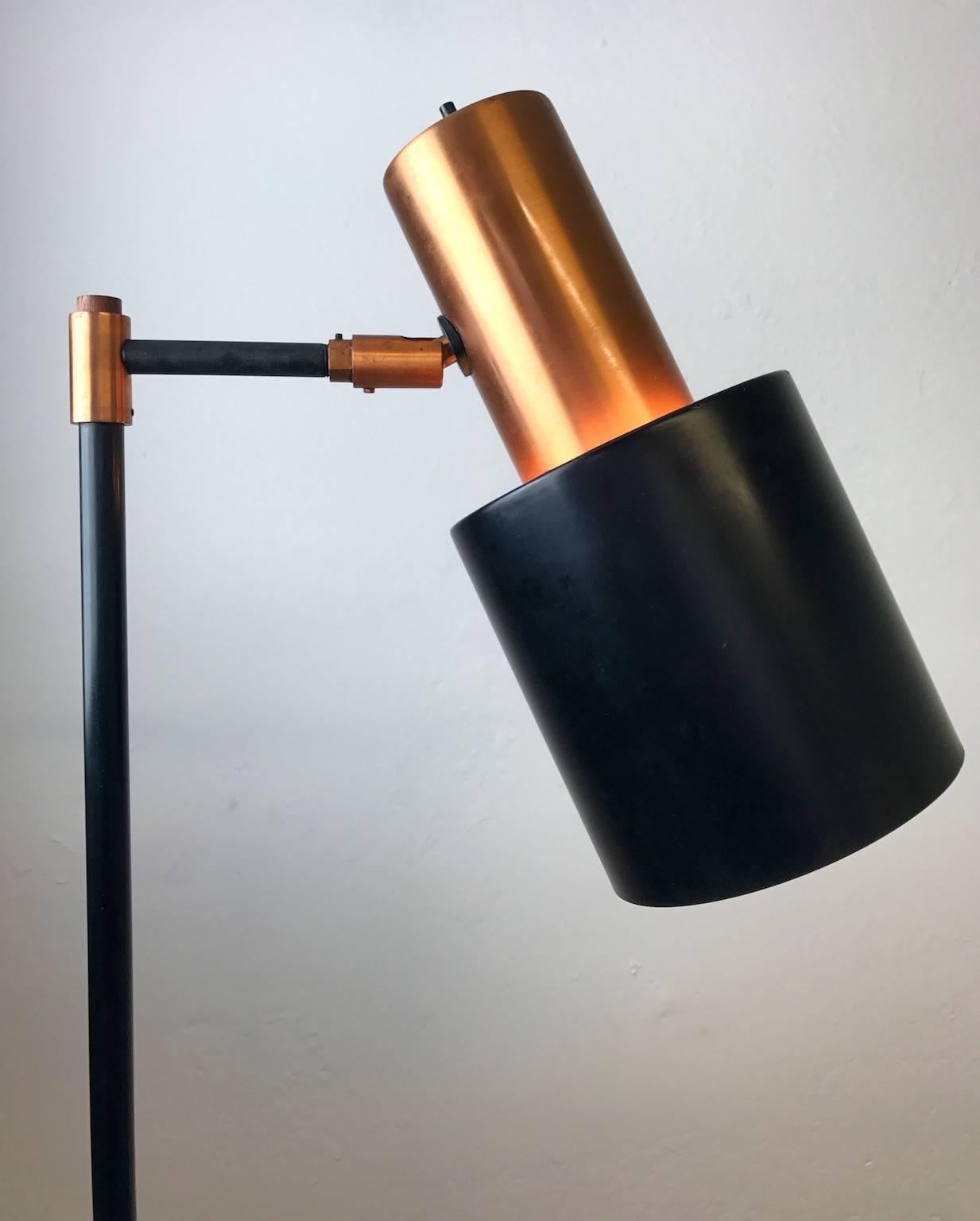 Scandinavian Modern Copper Floor Lamp by Jo Hammerborg for Fog & Mørup