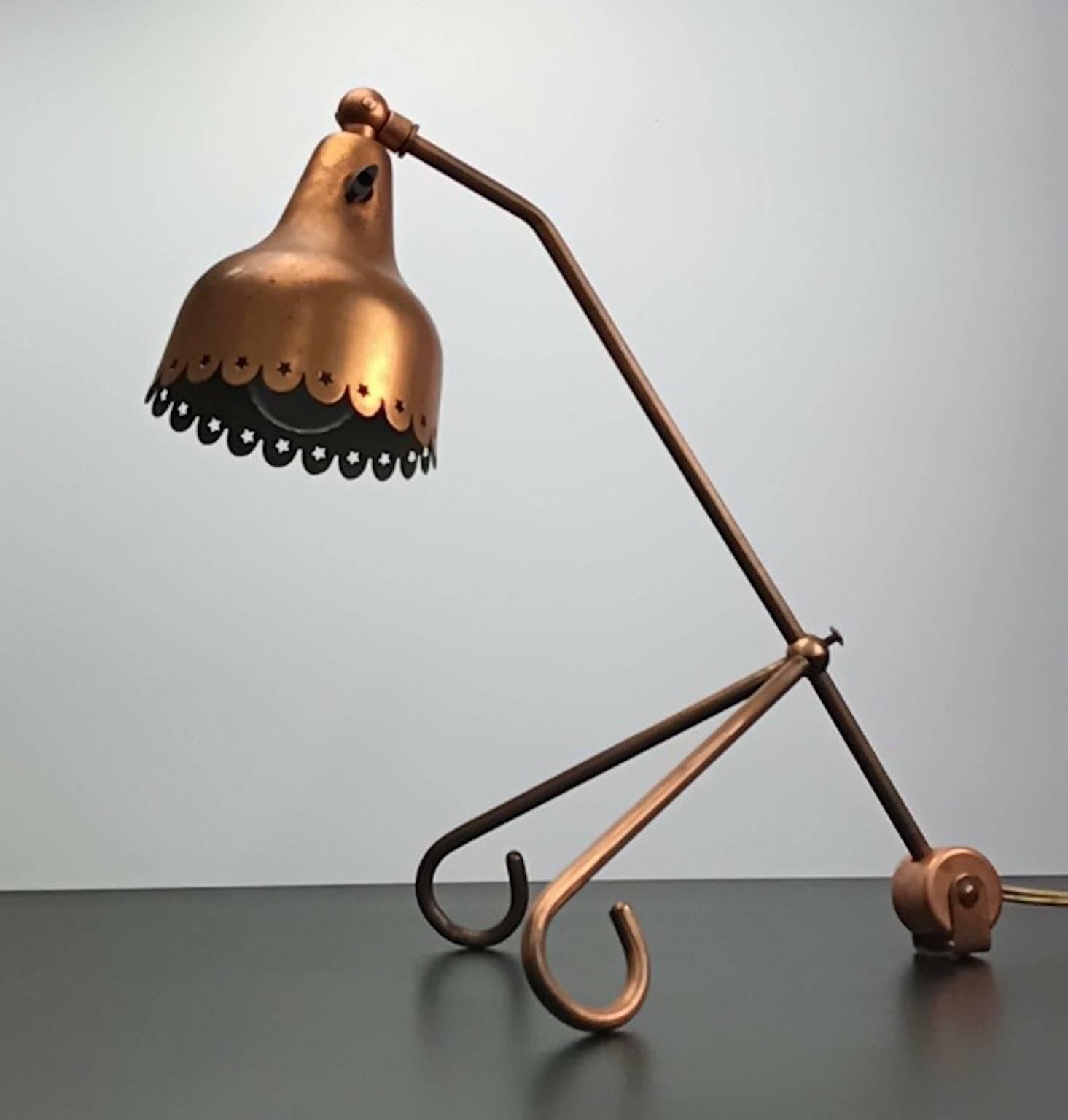 Danish Copper Table Lamp by Svens Aage Holm Sørensen, Late 1950s