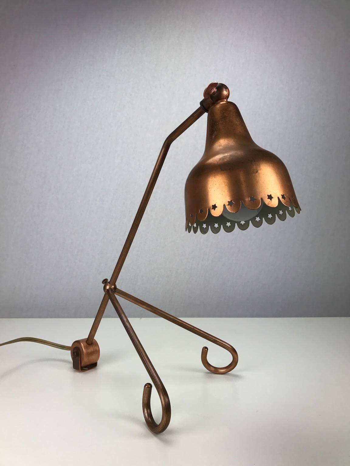 Mid-20th Century Copper Table Lamp by Svens Aage Holm Sørensen, Late 1950s
