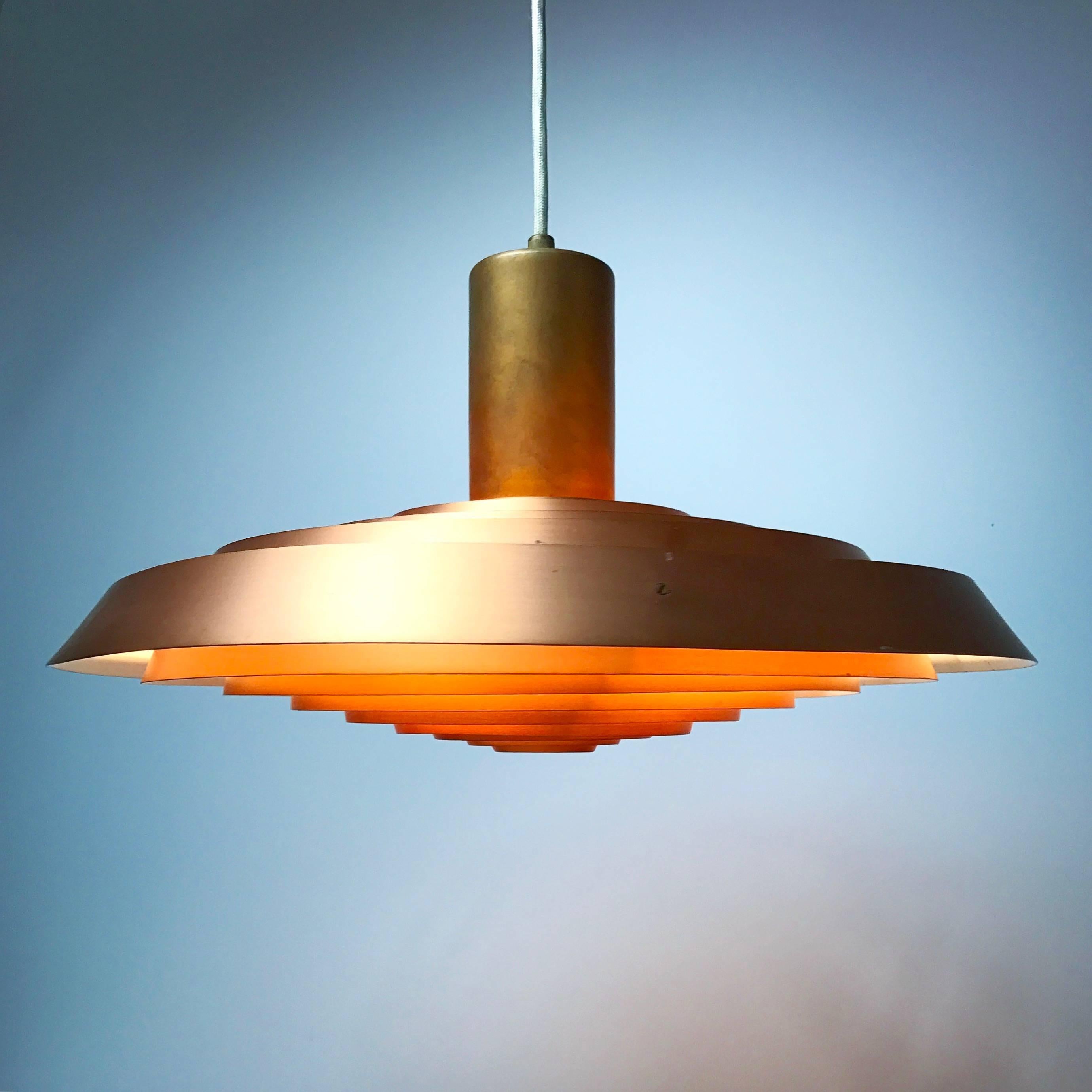 Scandinavian Modern Poul Henningsen Copper Plate Pendant by Louis Poulsen