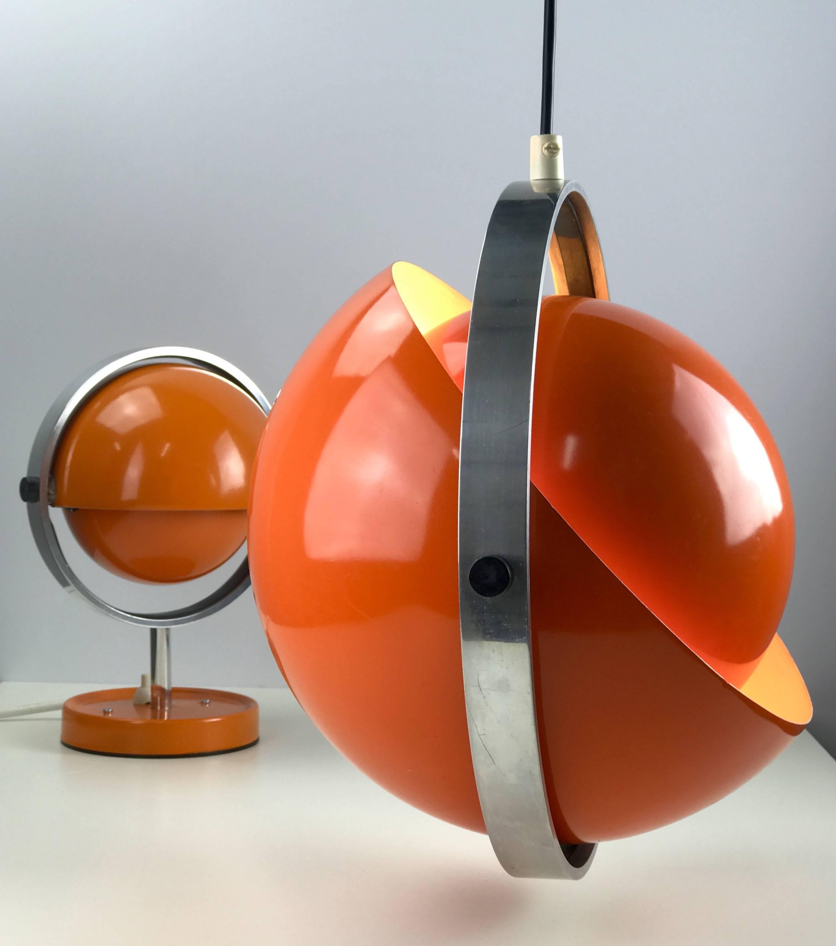 Space Age Moon Light Pendant by Danish Brylle & Jacobsen In Excellent Condition In Haderslev, DK