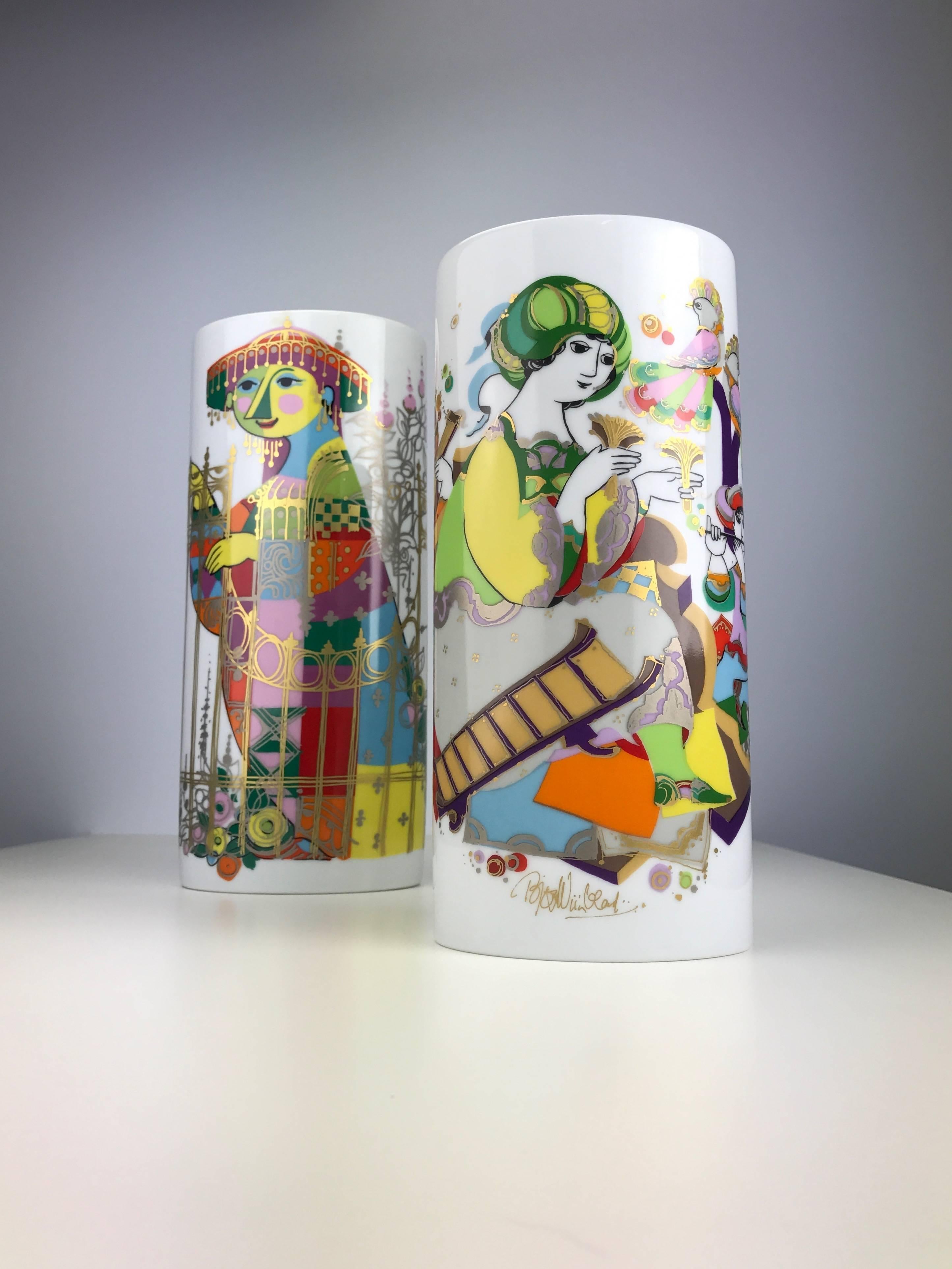 Björn Wiinblad Set of Commedia Dell`Arte Vases by Rosenthal In Excellent Condition In Haderslev, DK