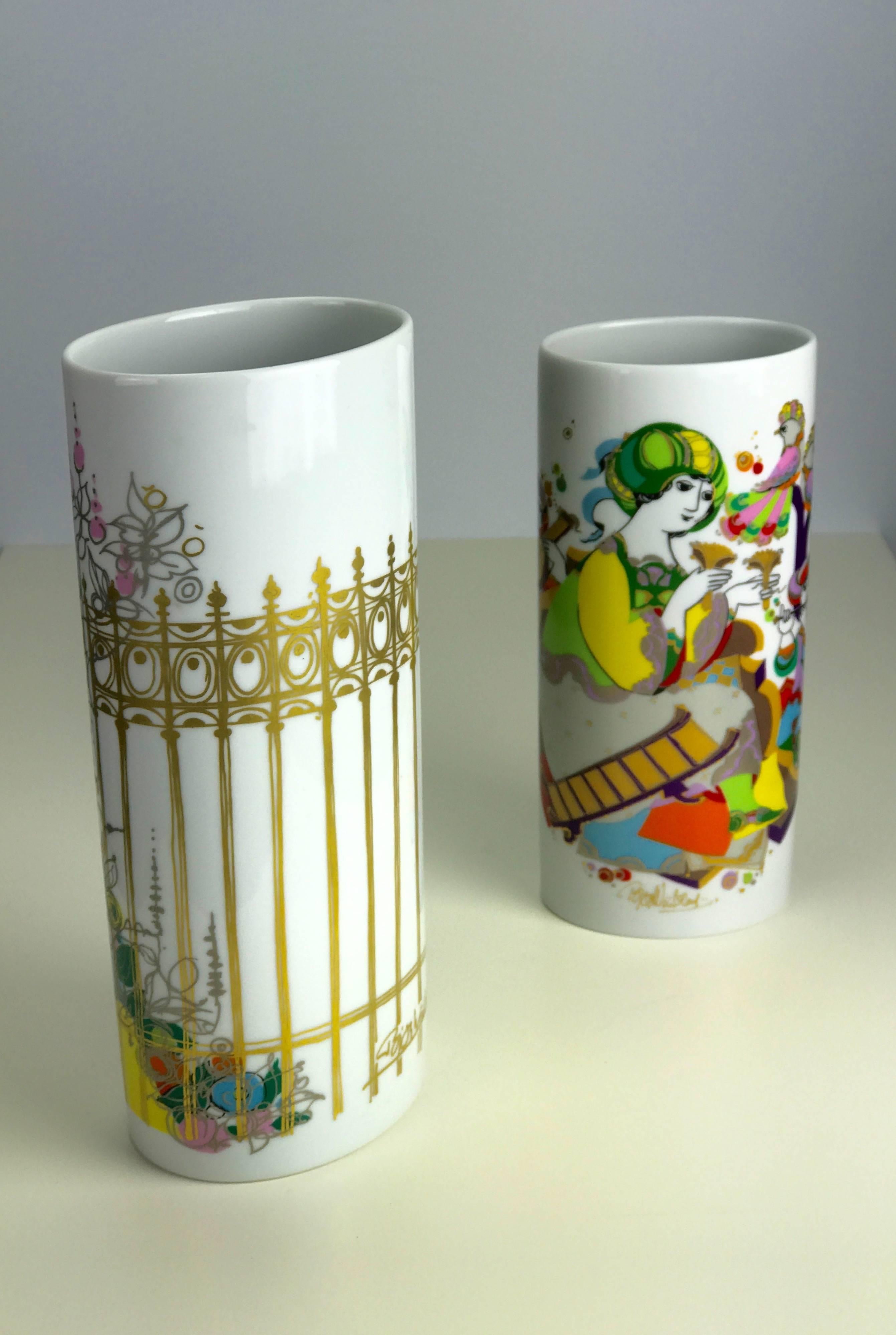 Björn Wiinblad Set of Commedia Dell`Arte Vases by Rosenthal 1