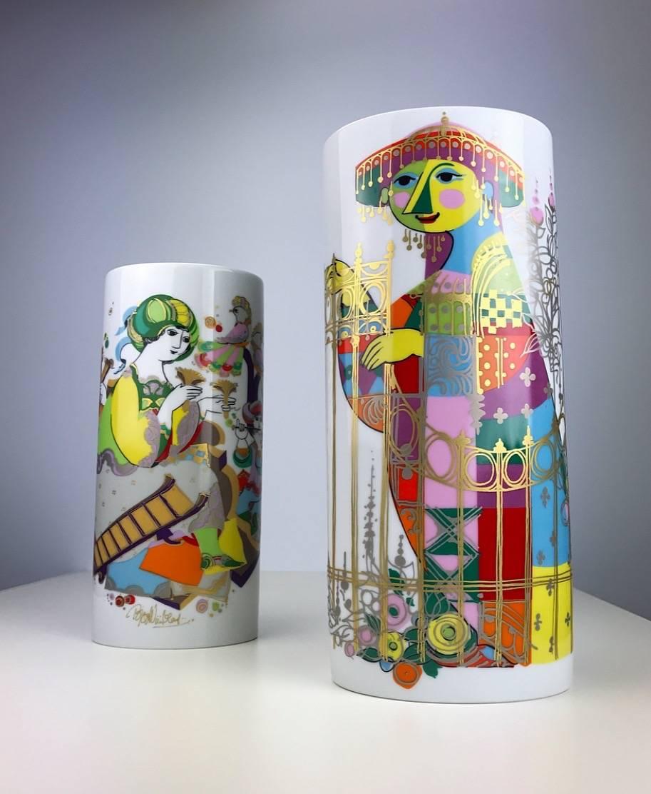 Late 20th Century Björn Wiinblad Set of Commedia Dell`Arte Vases by Rosenthal