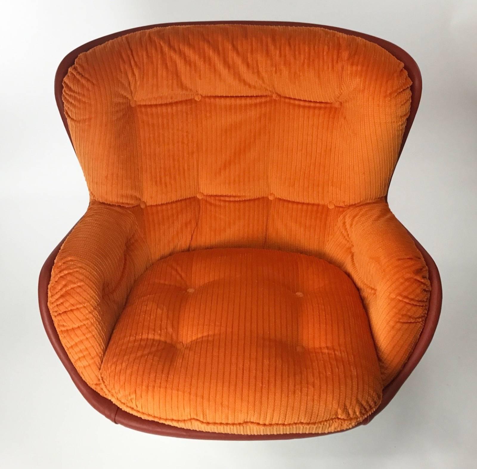 Mid-Century Modern Michel Cadestin Fiberglass Karate Lounge Chair with New Upholstery