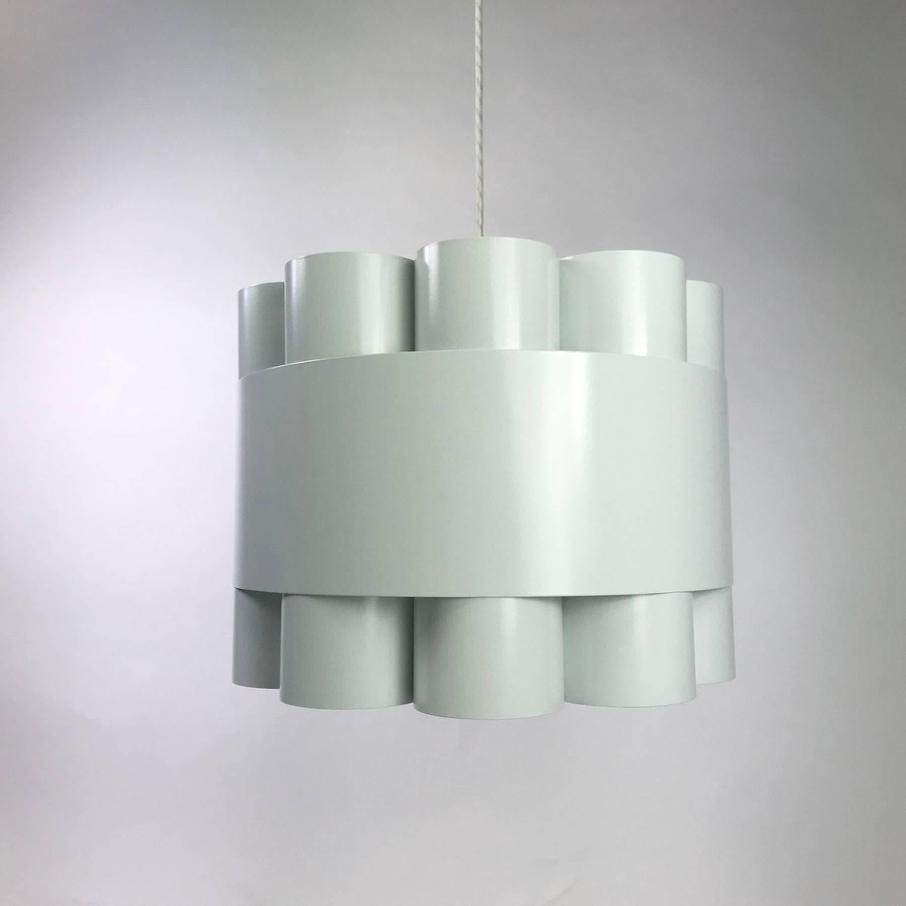 Designed in 1972 this beautiful Zero by Jo Hammerborg for Fog Mørup is a stunning contemporary design piece.

The light consists of tubular shaped shades and the light effect is absolutely beautiful. 

Huge in size and heavy thick lacquered