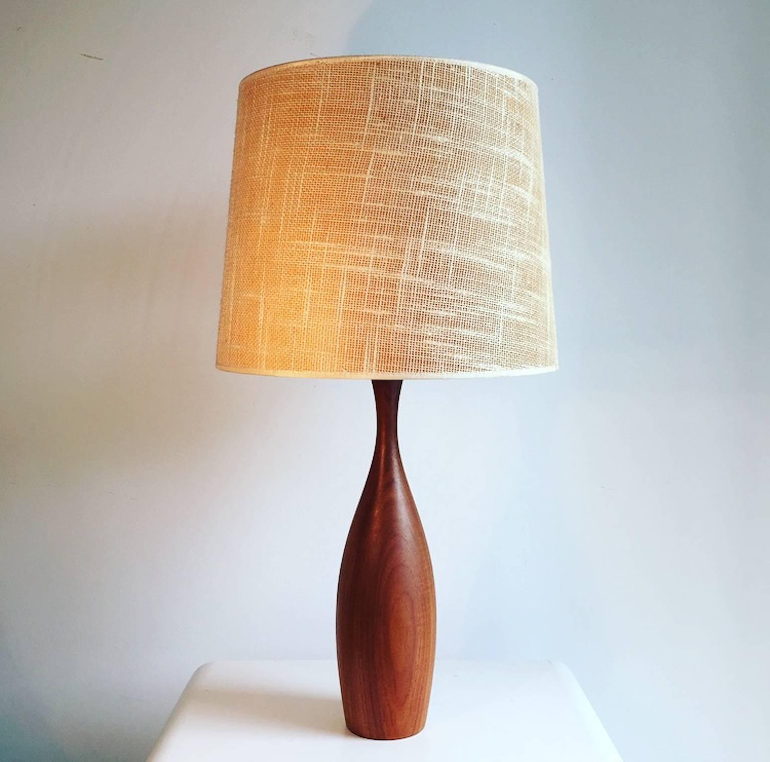 mid century teak table lamp