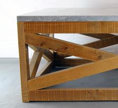 Marble and Wood Coffee Table by Michelangeli, Italy